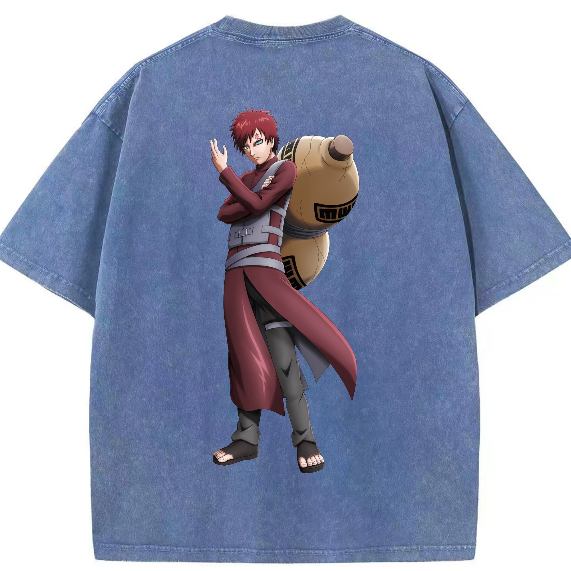 （画像用） NARUTO -ナルト- ガアラ Gaara 綿100% ヴィンテージ風 半袖Tシャツ（背面プリント）