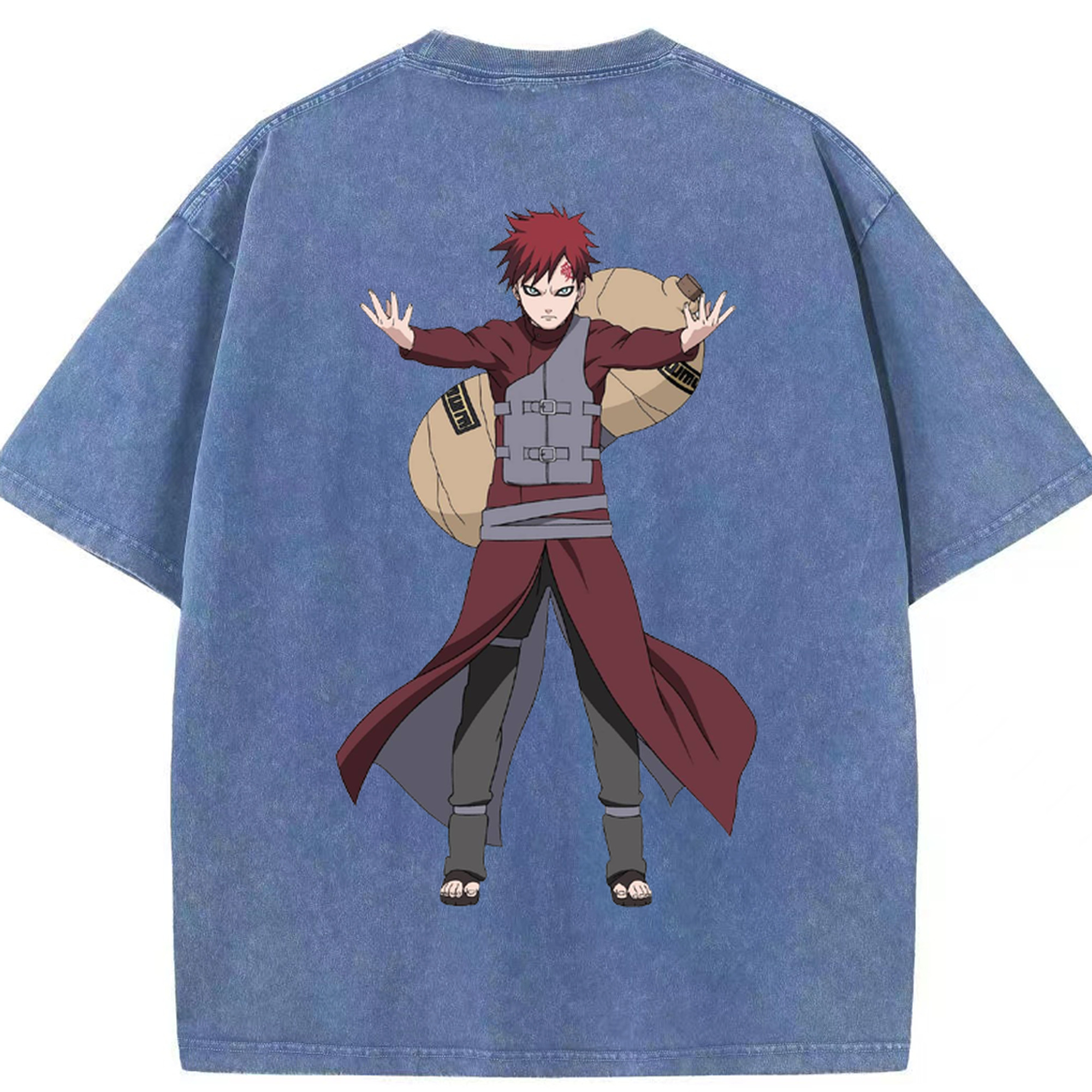 （画像用） NARUTO -ナルト- ガアラ Gaara 綿100% ヴィンテージ風 半袖Tシャツ（背面プリント）