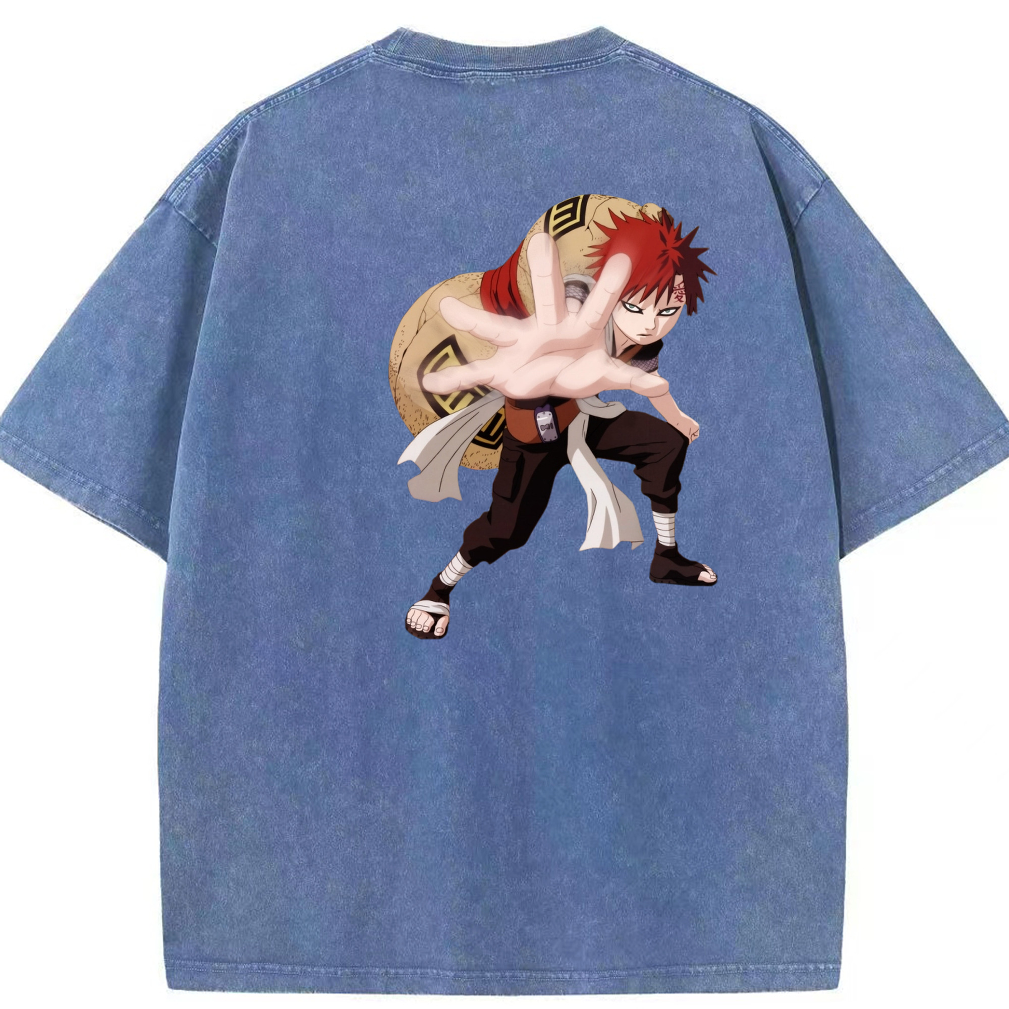 （画像用） NARUTO -ナルト- ガアラ Gaara 綿100% ヴィンテージ風 半袖Tシャツ（背面プリント）