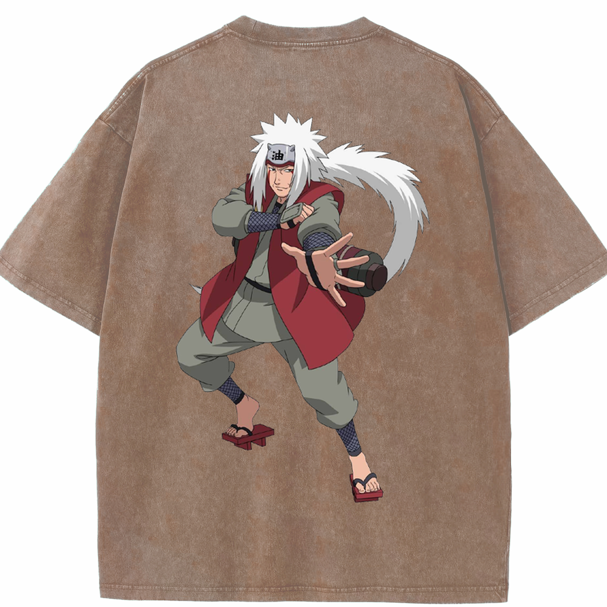 （画像用） NARUTO -ナルト- 自来也（じらいや） Jiraiya 綿100% ヴィンテージ風 半袖Tシャツ（背面プリント）