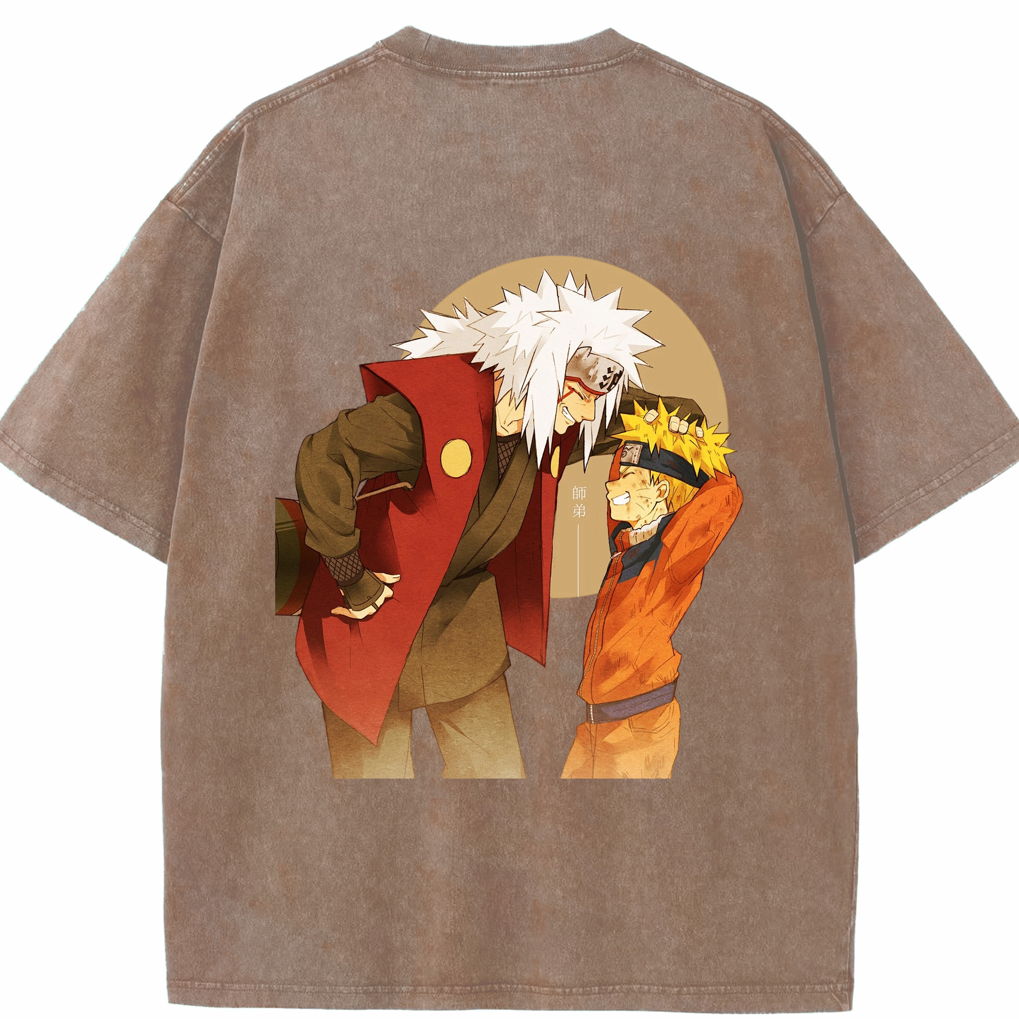 （画像用） NARUTO -ナルト- 自来也（じらいや） Jiraiya 綿100% ヴィンテージ風 半袖Tシャツ（背面プリント）