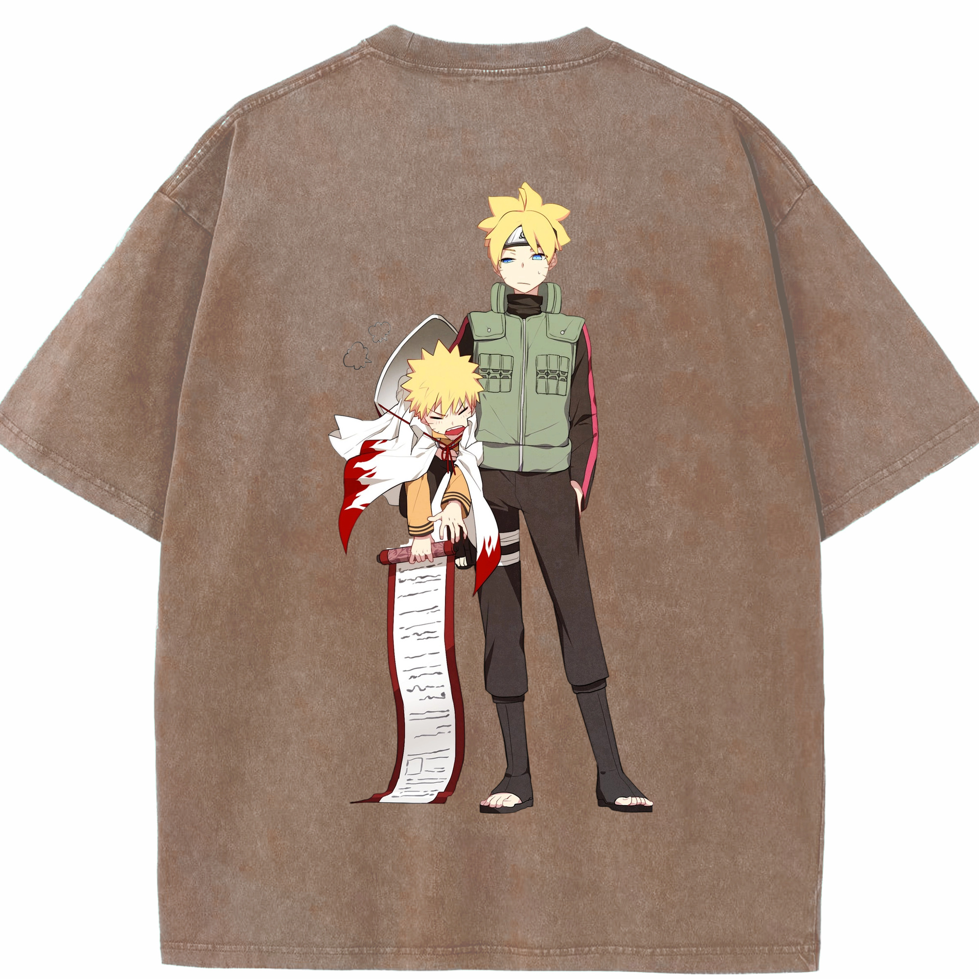（画像用） NARUTO -ナルト- 波風 ミナト Namikaze Minato 綿100% ヴィンテージ風 半袖Tシャツ（背面プリント）