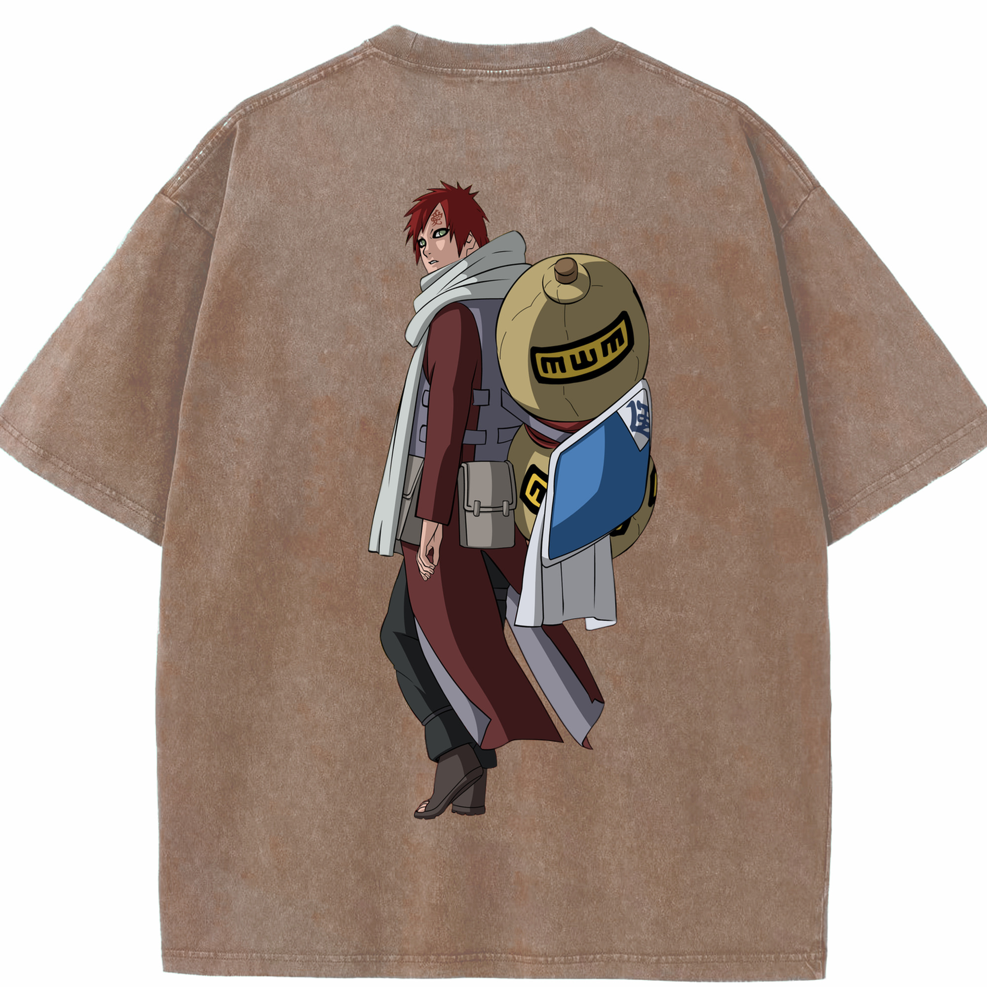 （画像用） NARUTO -ナルト- ガアラ Gaara 綿100% ヴィンテージ風 半袖Tシャツ（背面プリント）