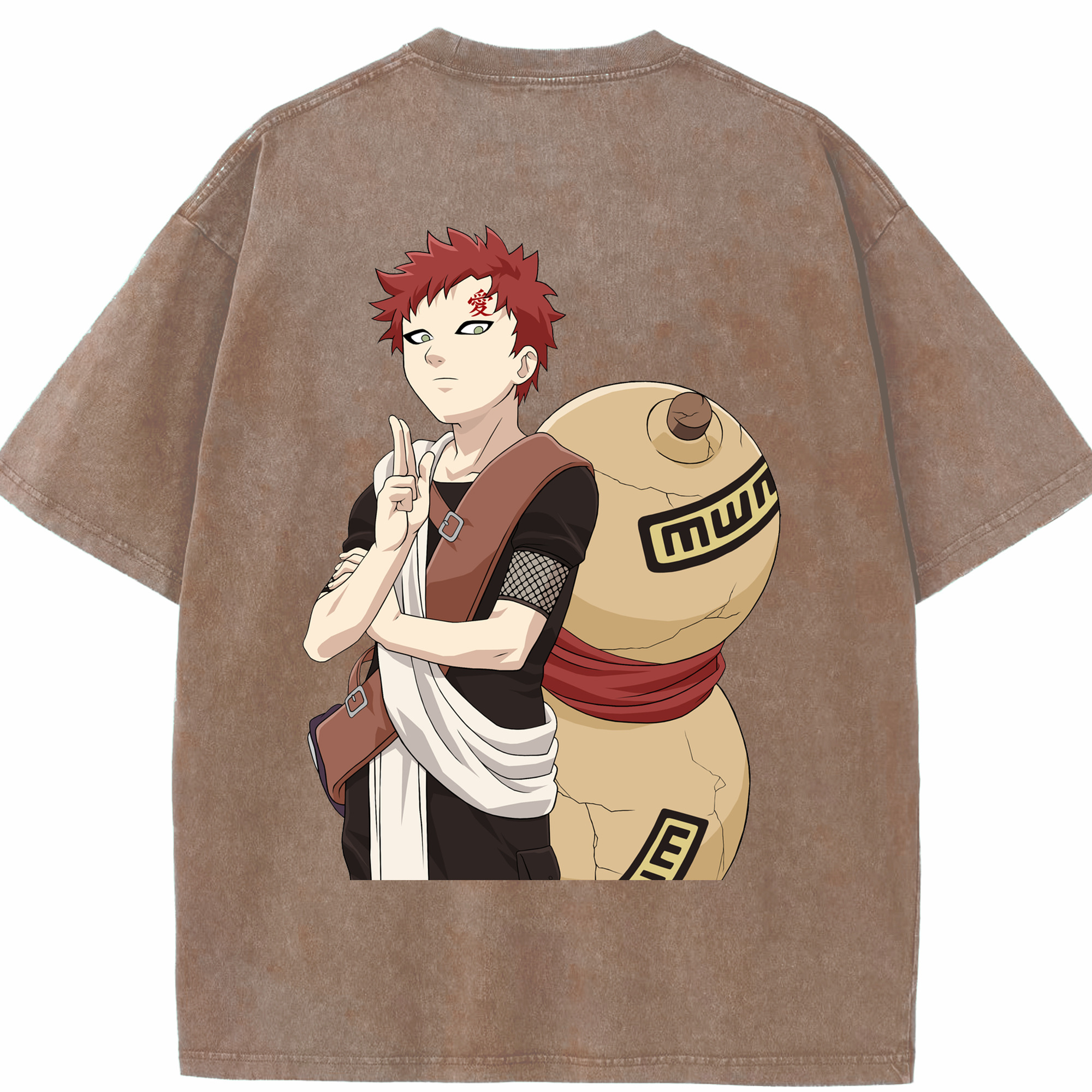 （画像用） NARUTO -ナルト- ガアラ Gaara 綿100% ヴィンテージ風 半袖Tシャツ（背面プリント）