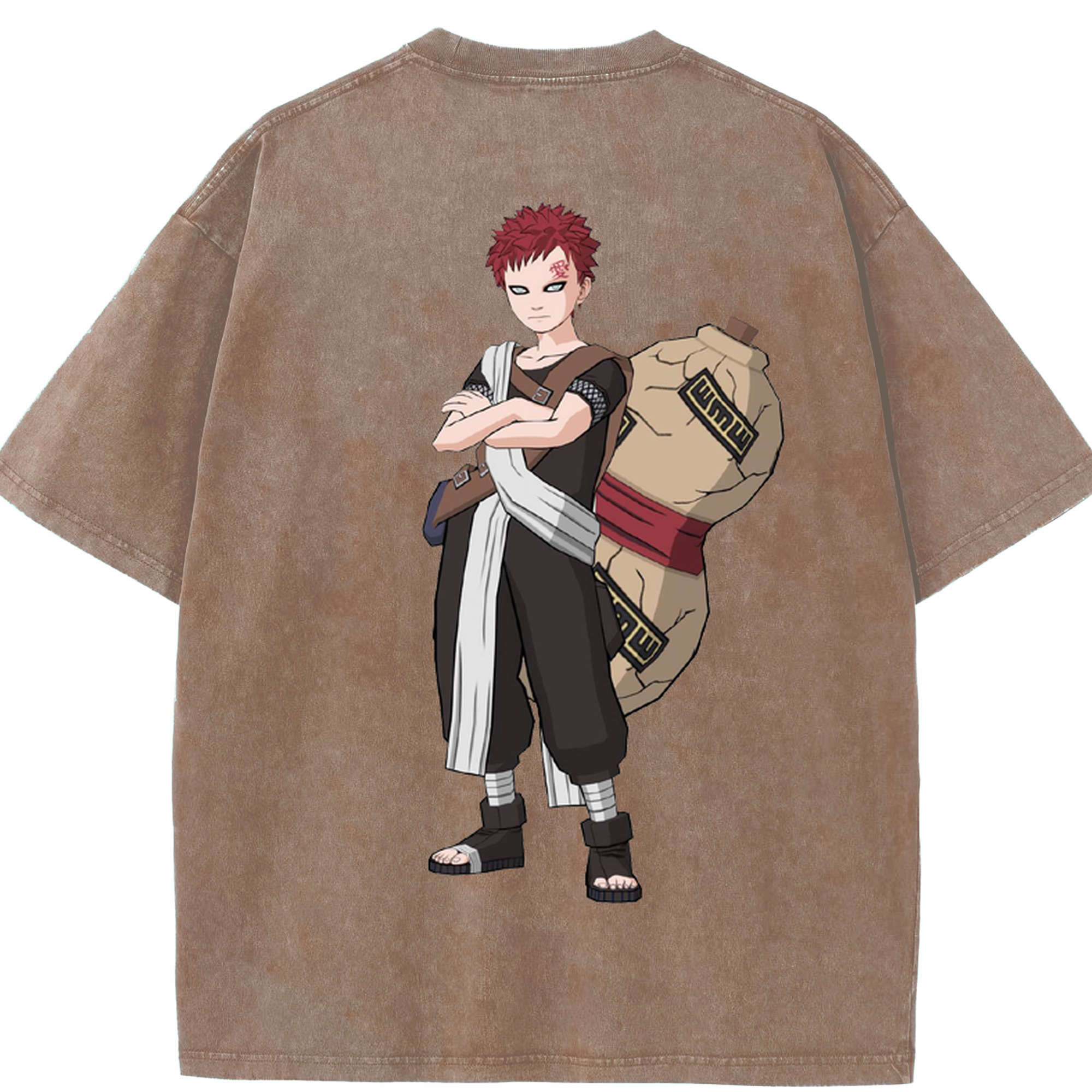 （画像用） NARUTO -ナルト- ガアラ Gaara 綿100% ヴィンテージ風 半袖Tシャツ（背面プリント）