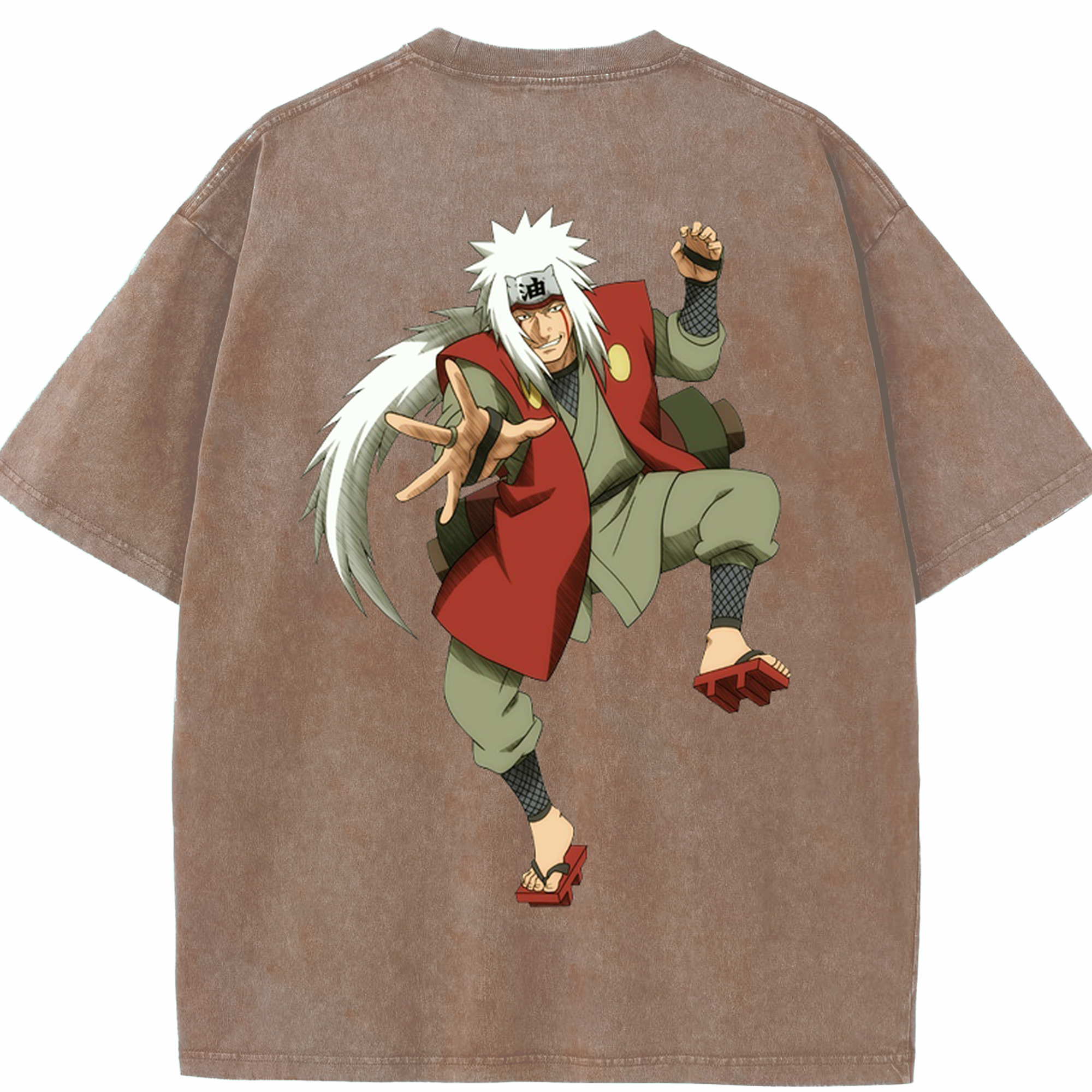 （画像用） NARUTO -ナルト- 自来也（じらいや） Jiraiya 綿100% ヴィンテージ風 半袖Tシャツ（背面プリント）