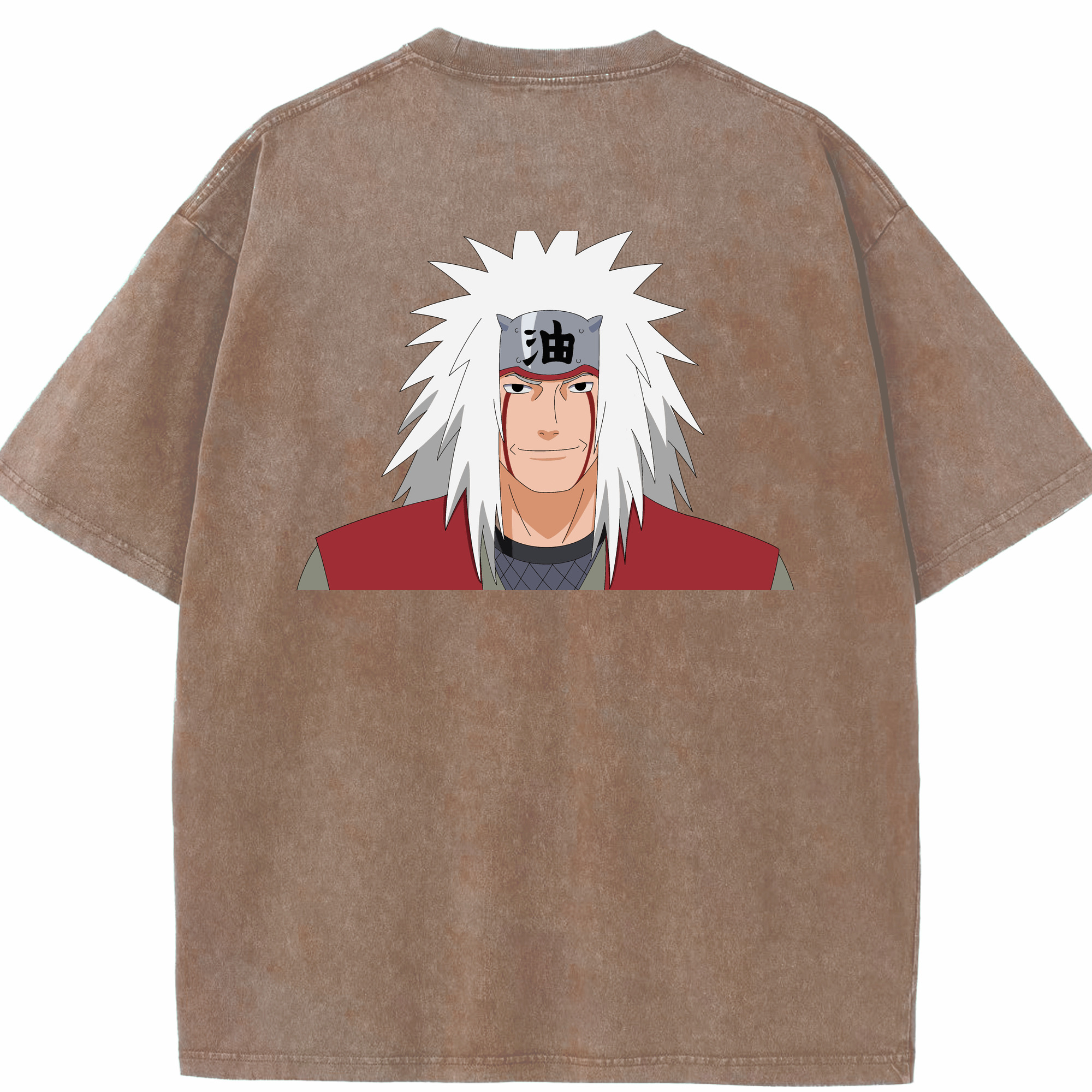 （画像用） NARUTO -ナルト- 自来也（じらいや） Jiraiya 綿100% ヴィンテージ風 半袖Tシャツ（背面プリント）
