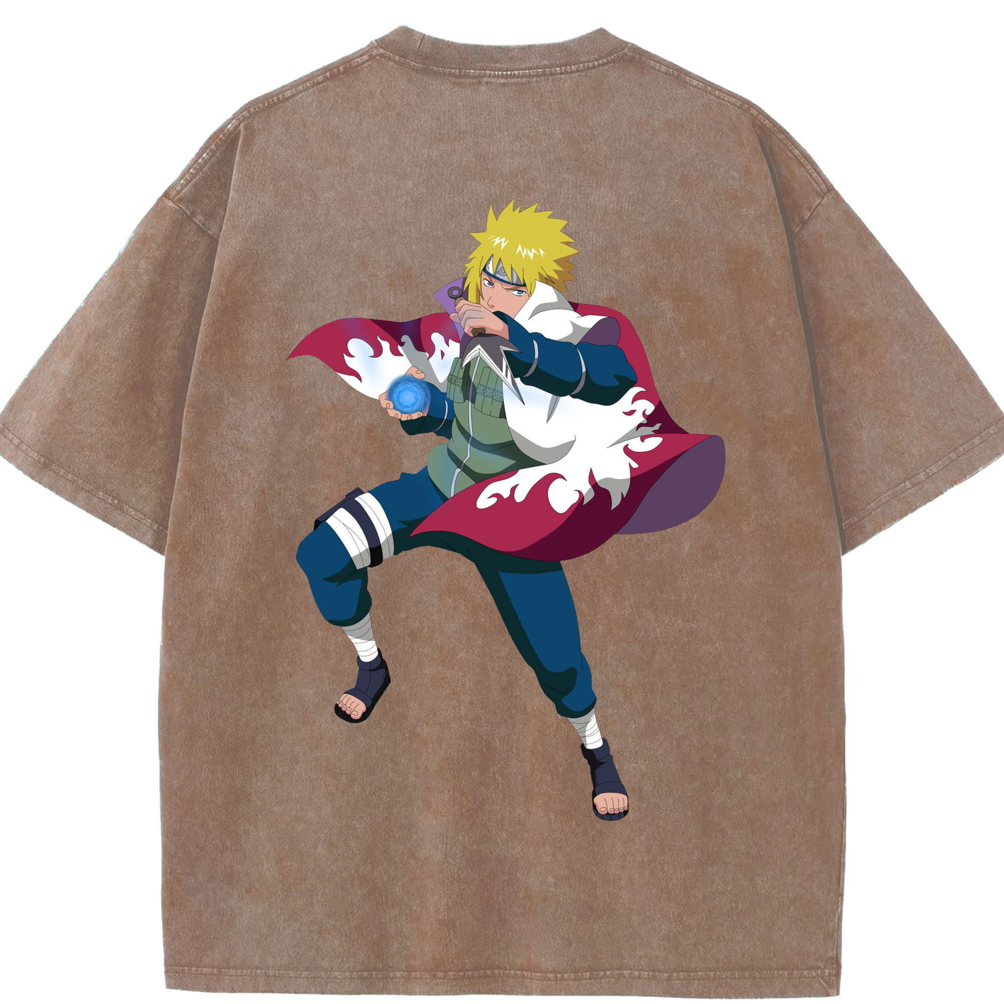 （画像用） NARUTO -ナルト- 波風 ミナト Namikaze Minato 綿100% ヴィンテージ風 半袖Tシャツ（背面プリント）