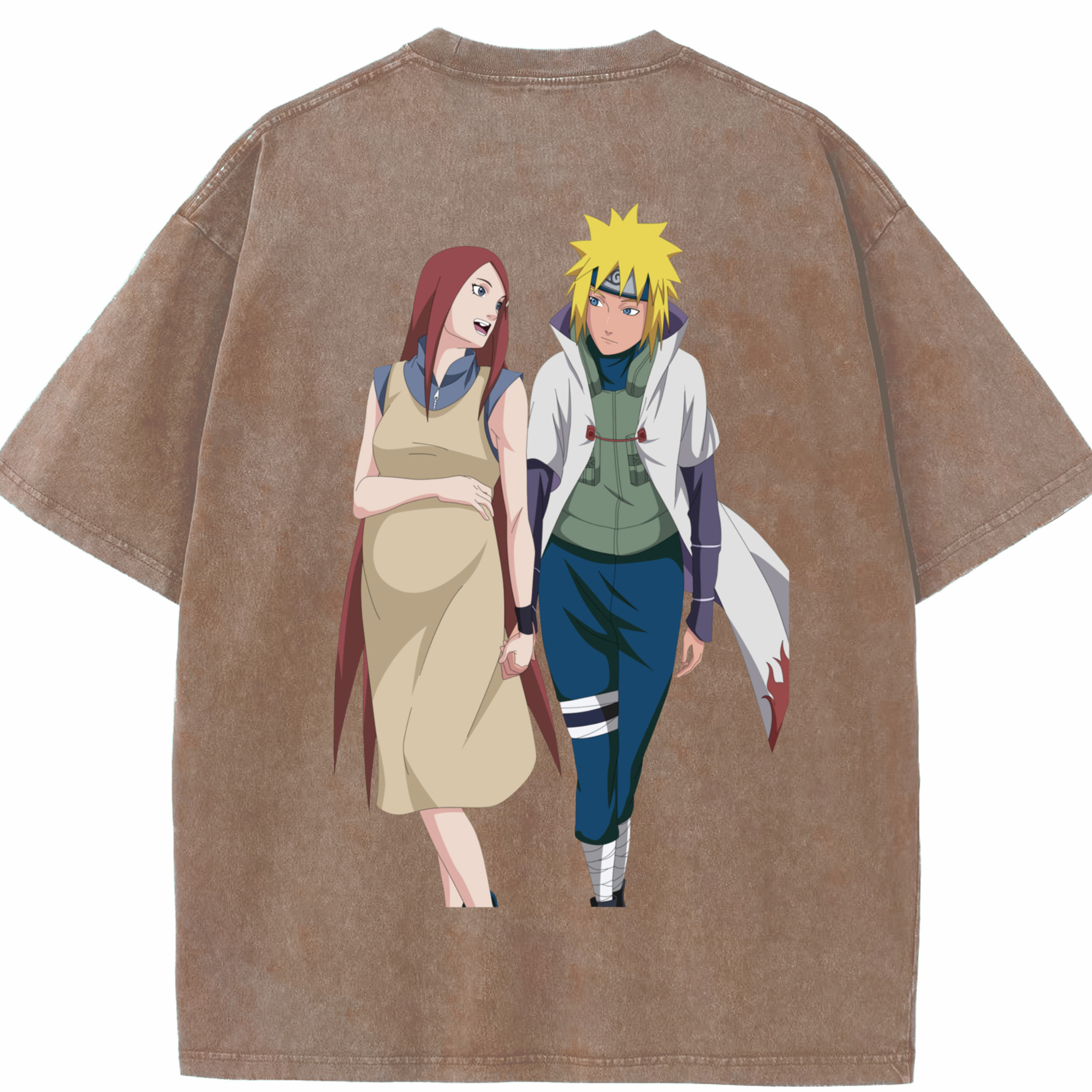 （画像用） NARUTO -ナルト- 波風 ミナト Namikaze Minato 綿100% ヴィンテージ風 半袖Tシャツ（背面プリント）