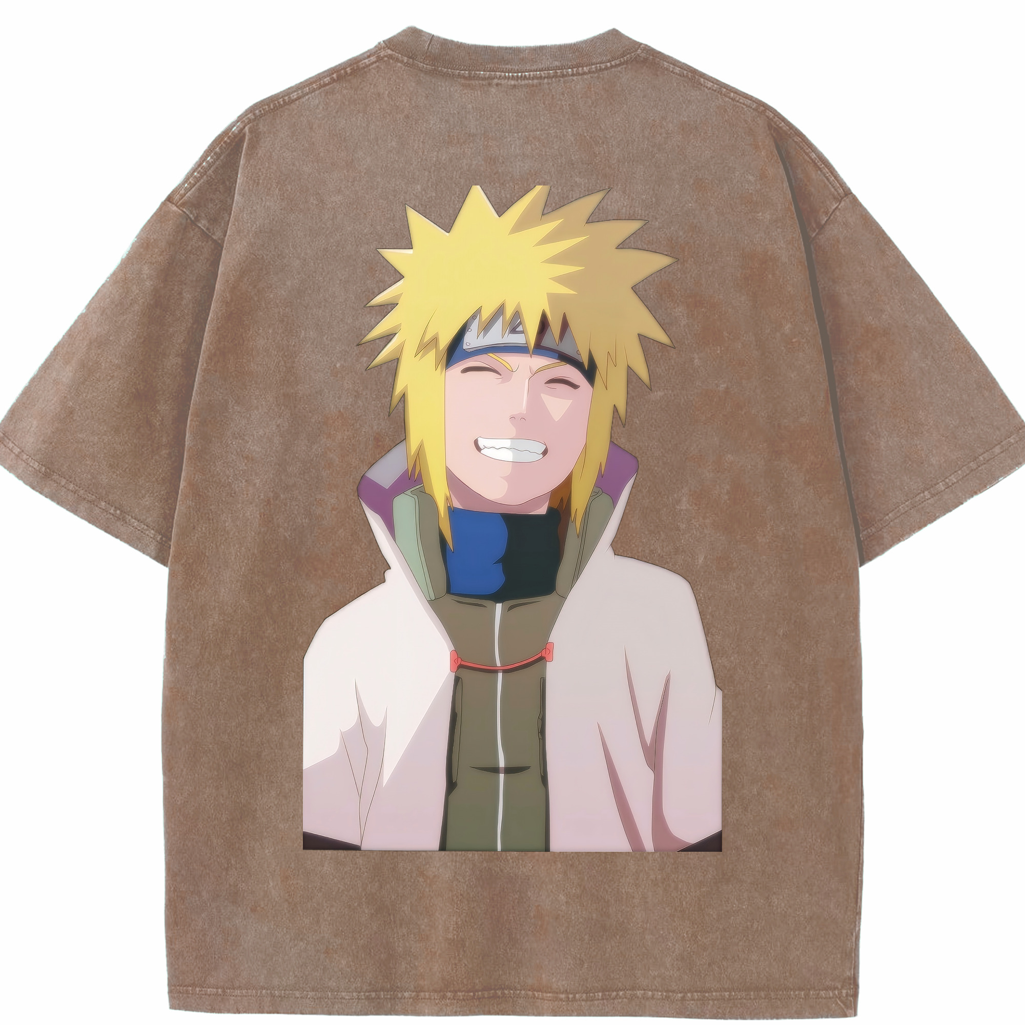 （画像用） NARUTO -ナルト- 波風 ミナト Namikaze Minato 綿100% ヴィンテージ風 半袖Tシャツ（背面プリント）