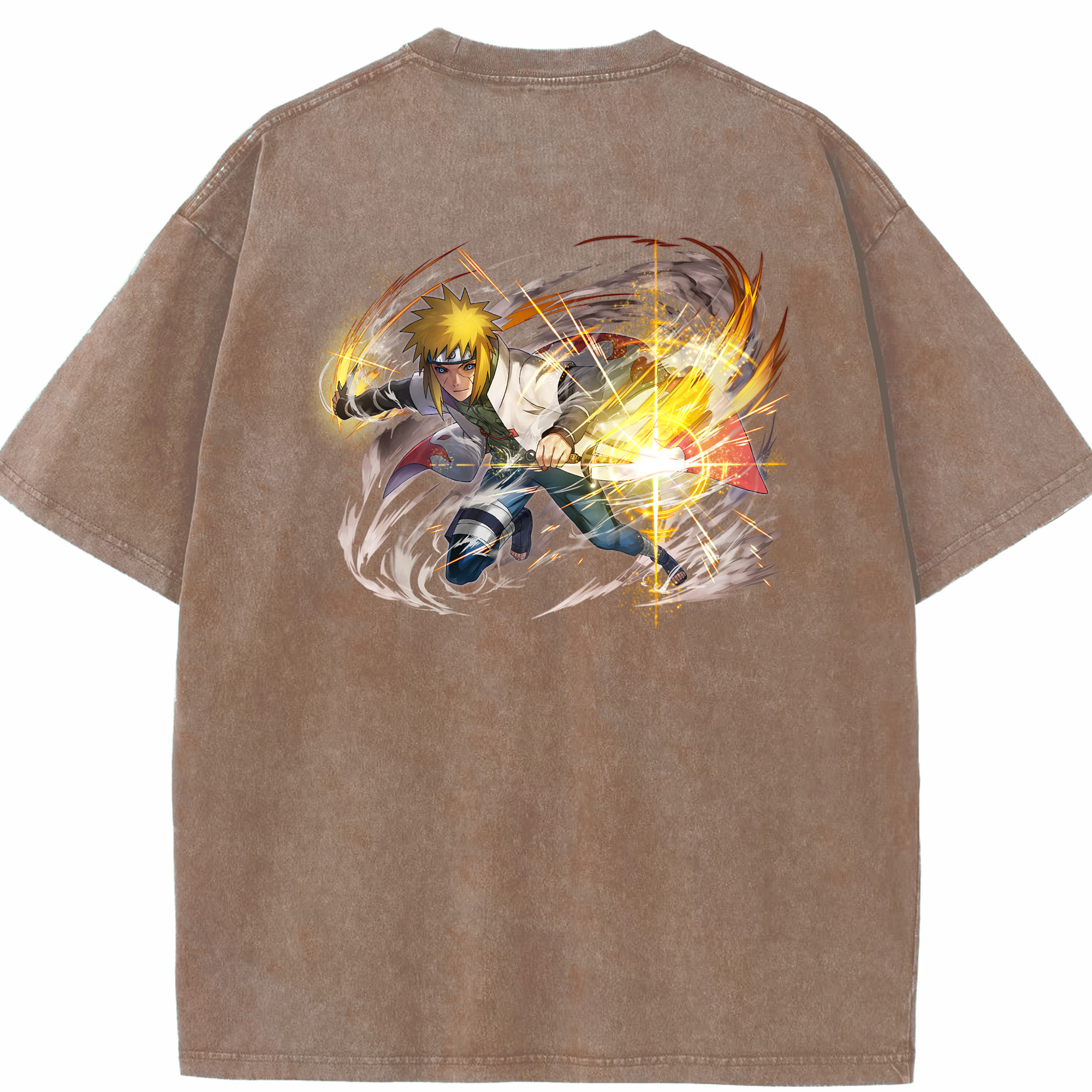 （画像用） NARUTO -ナルト- 波風 ミナト Namikaze Minato 綿100% ヴィンテージ風 半袖Tシャツ（背面プリント）