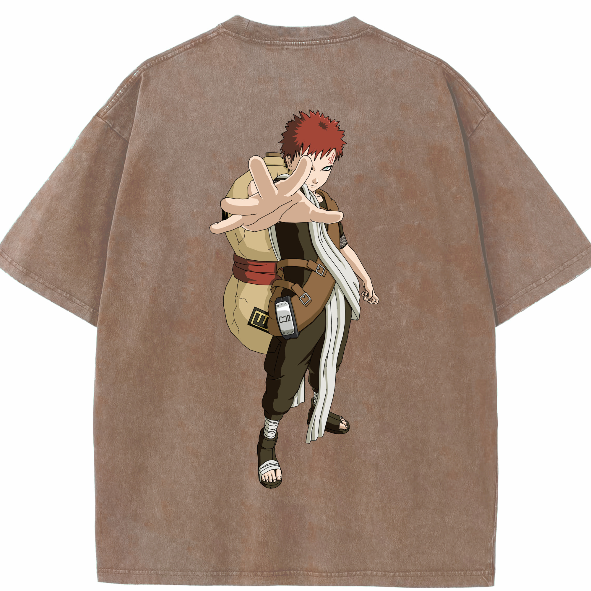 （画像用） NARUTO -ナルト- ガアラ Gaara 綿100% ヴィンテージ風 半袖Tシャツ（背面プリント）