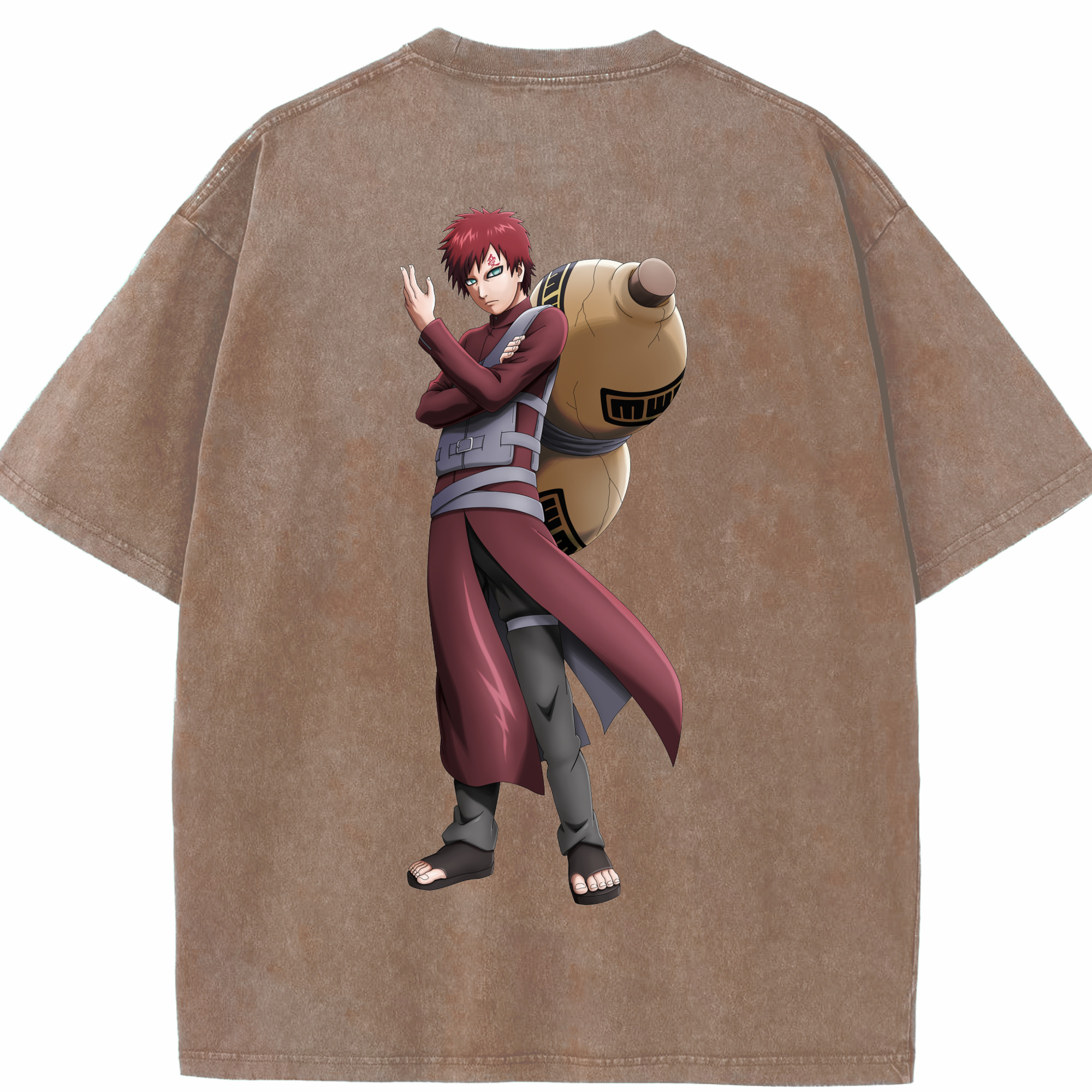 （画像用） NARUTO -ナルト- ガアラ Gaara 綿100% ヴィンテージ風 半袖Tシャツ（背面プリント）