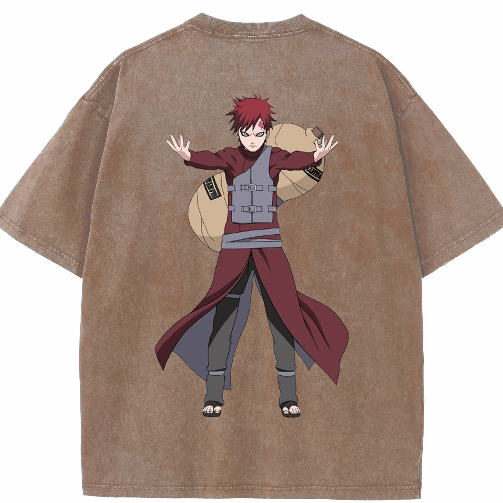 （画像用） NARUTO -ナルト- ガアラ Gaara 綿100% ヴィンテージ風 半袖Tシャツ（背面プリント）