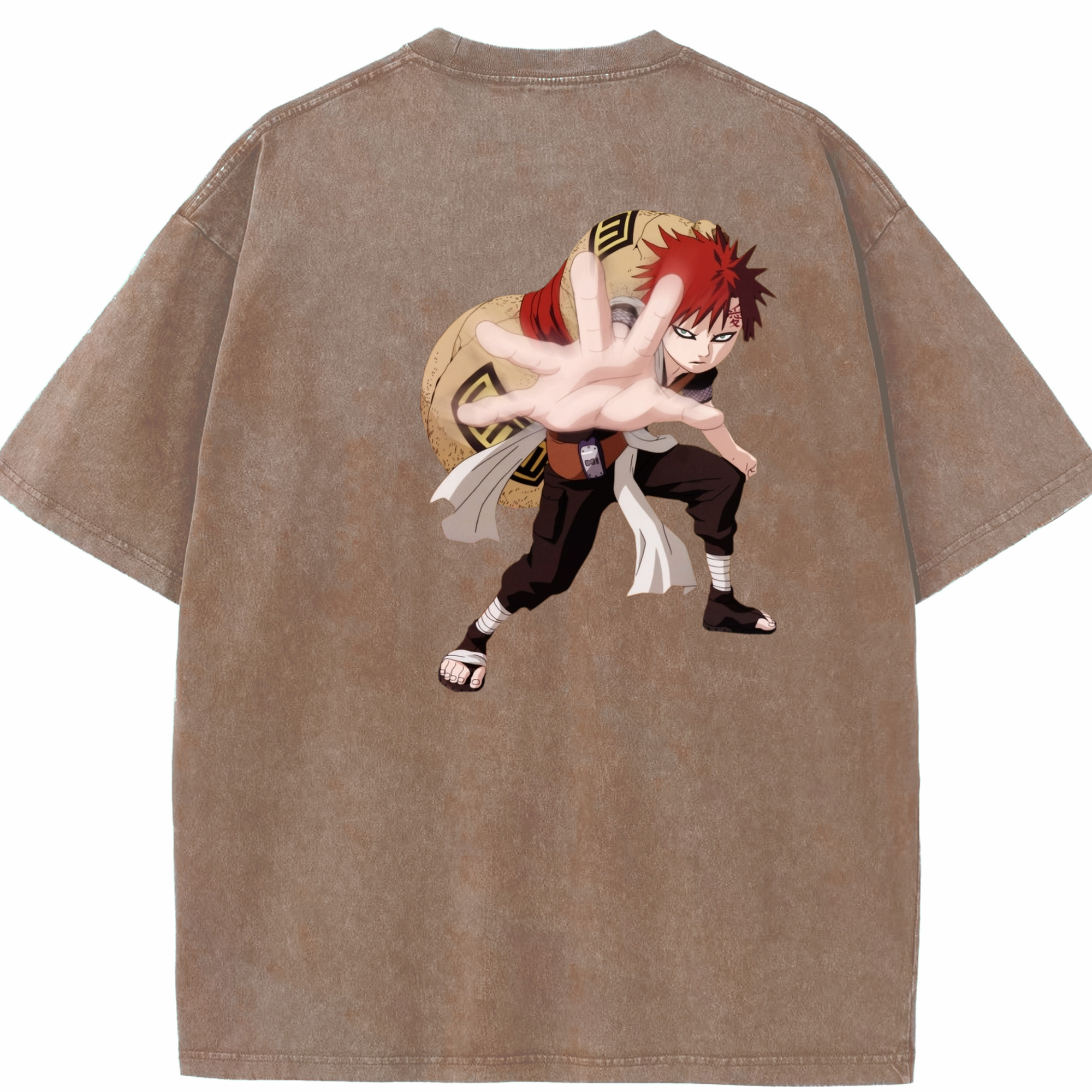 （画像用） NARUTO -ナルト- ガアラ Gaara 綿100% ヴィンテージ風 半袖Tシャツ（背面プリント）
