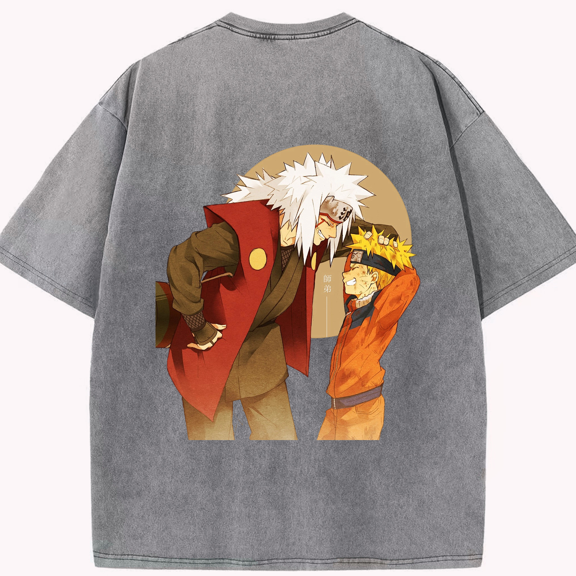 （画像用） NARUTO -ナルト- 自来也（じらいや） Jiraiya 綿100% ヴィンテージ風 半袖Tシャツ（背面プリント）