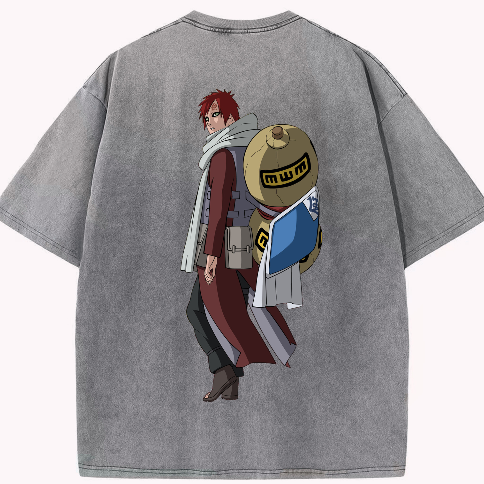（画像用） NARUTO -ナルト- ガアラ Gaara 綿100% ヴィンテージ風 半袖Tシャツ（背面プリント）