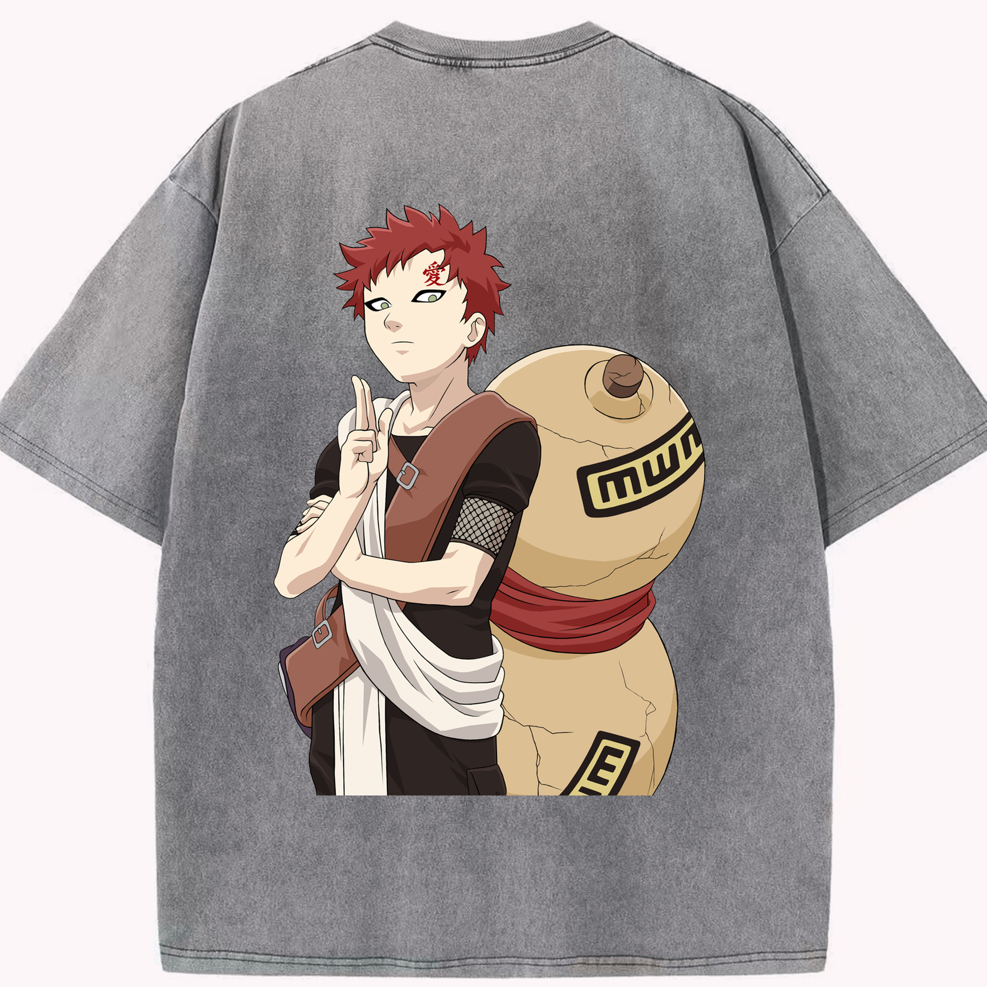 （画像用） NARUTO -ナルト- ガアラ Gaara 綿100% ヴィンテージ風 半袖Tシャツ（背面プリント）