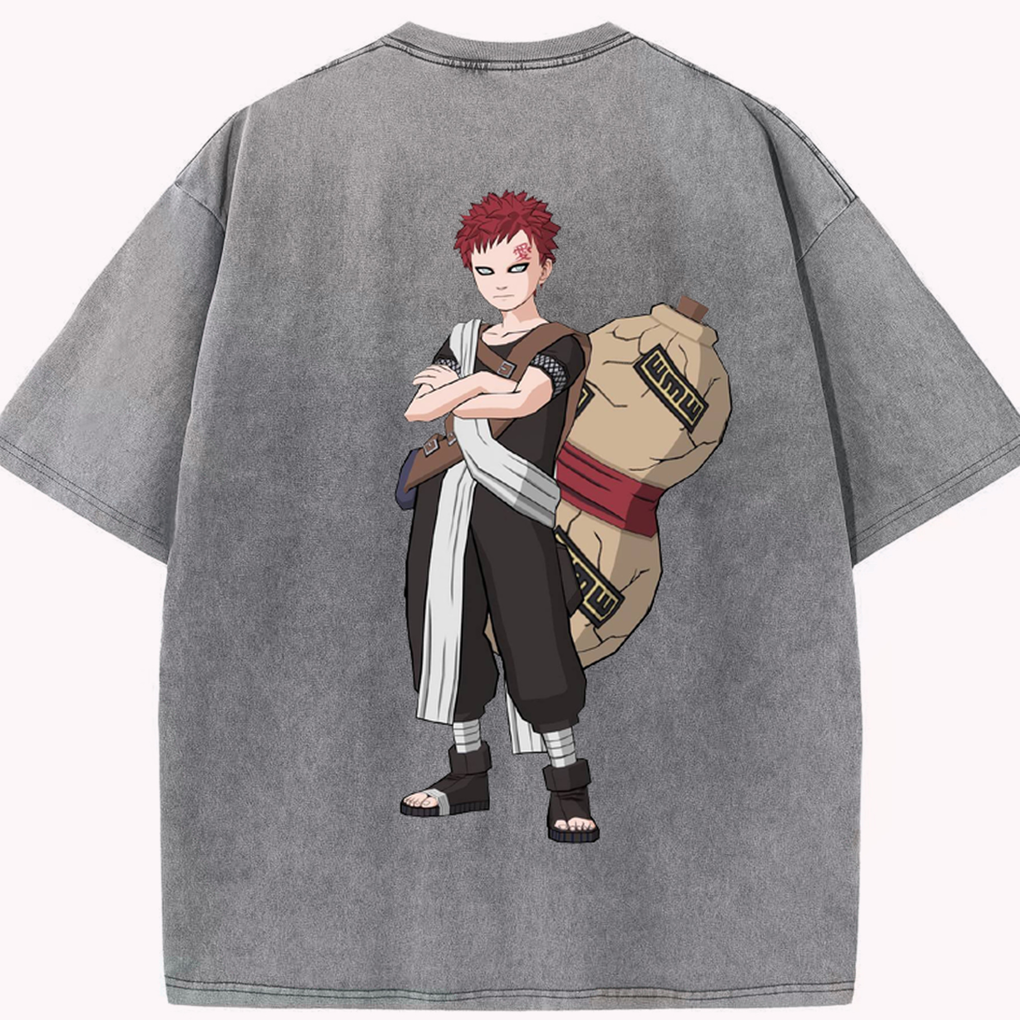 （画像用） NARUTO -ナルト- ガアラ Gaara 綿100% ヴィンテージ風 半袖Tシャツ（背面プリント）