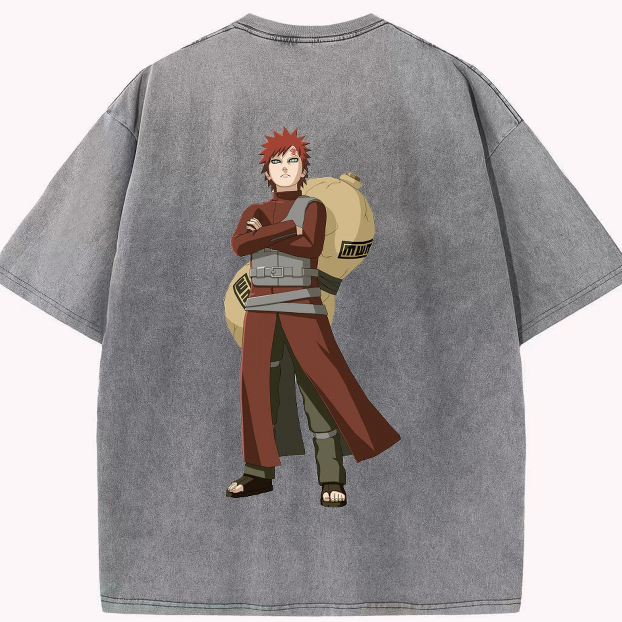 （画像用） NARUTO -ナルト- ガアラ Gaara 綿100% ヴィンテージ風 半袖Tシャツ（背面プリント）