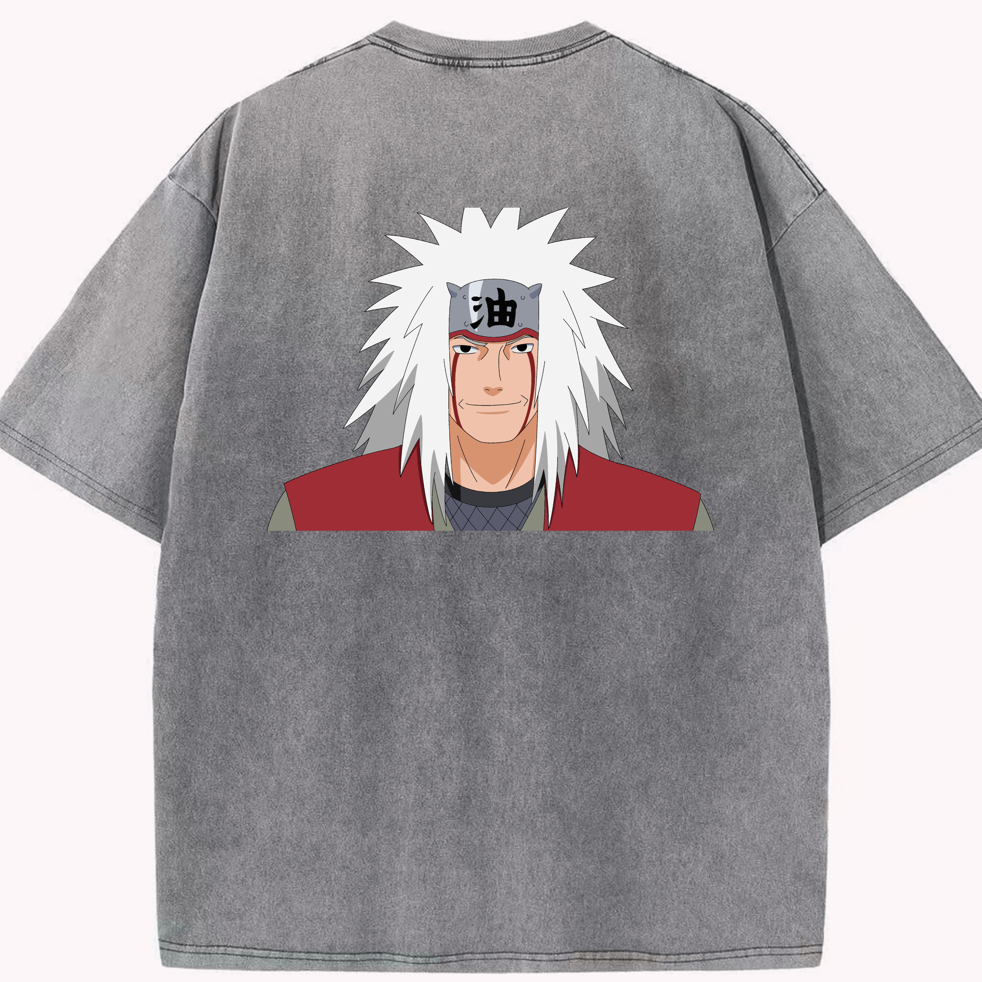 （画像用） NARUTO -ナルト- 自来也（じらいや） Jiraiya 綿100% ヴィンテージ風 半袖Tシャツ（背面プリント）