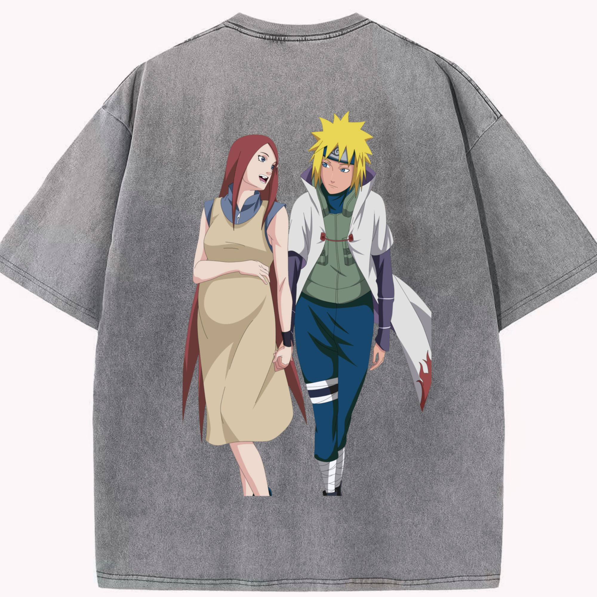 （画像用） NARUTO -ナルト- 波風 ミナト Namikaze Minato 綿100% ヴィンテージ風 半袖Tシャツ（背面プリント）