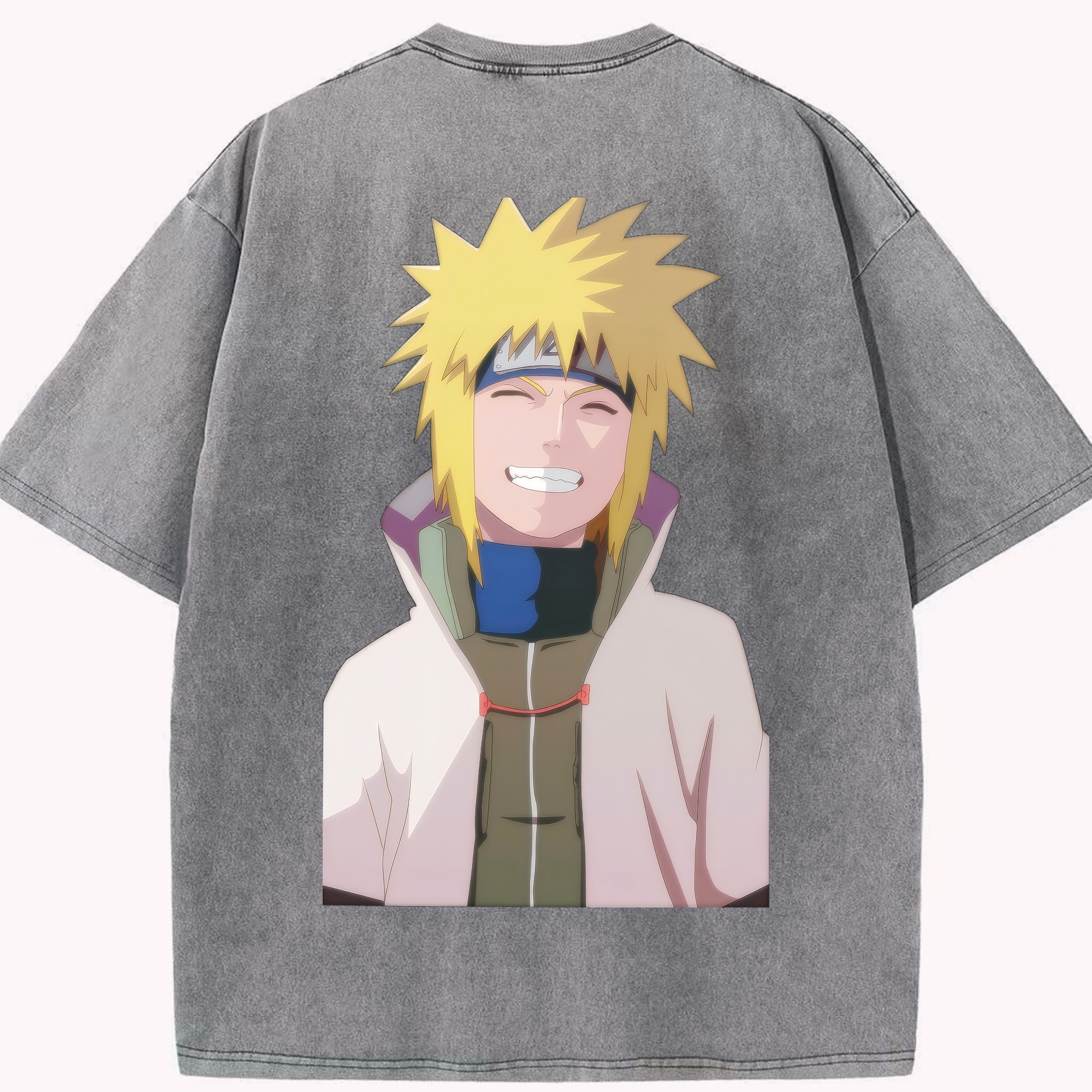 （画像用） NARUTO -ナルト- 波風 ミナト Namikaze Minato 綿100% ヴィンテージ風 半袖Tシャツ（背面プリント）