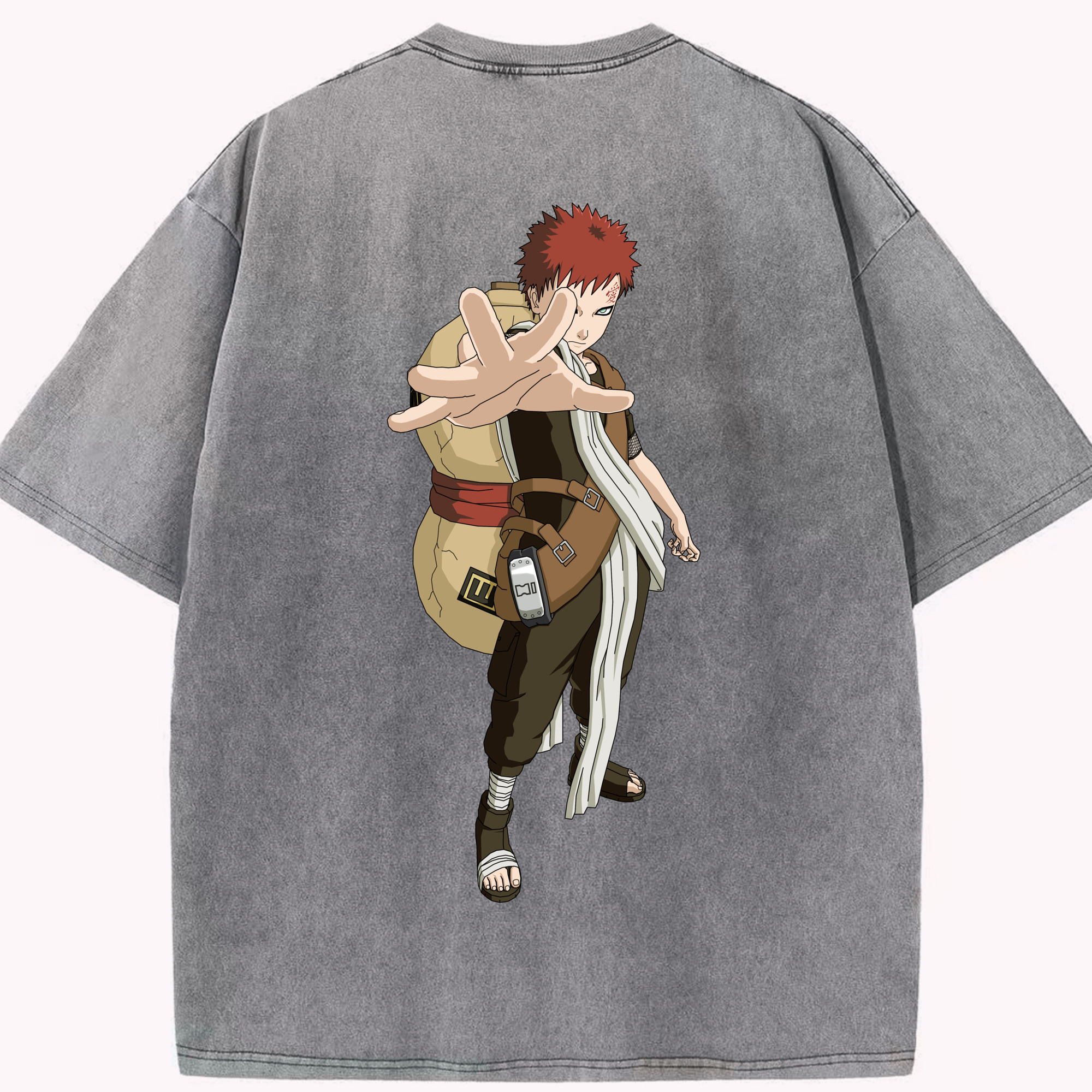 （画像用） NARUTO -ナルト- ガアラ Gaara 綿100% ヴィンテージ風 半袖Tシャツ（背面プリント）