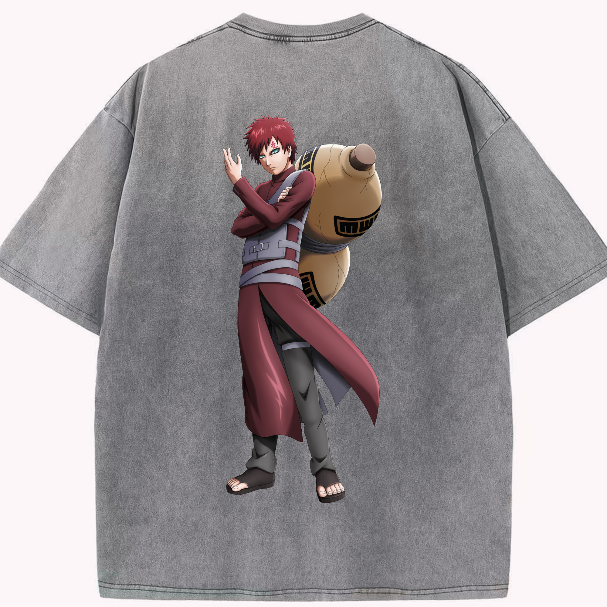 （画像用） NARUTO -ナルト- ガアラ Gaara 綿100% ヴィンテージ風 半袖Tシャツ（背面プリント）