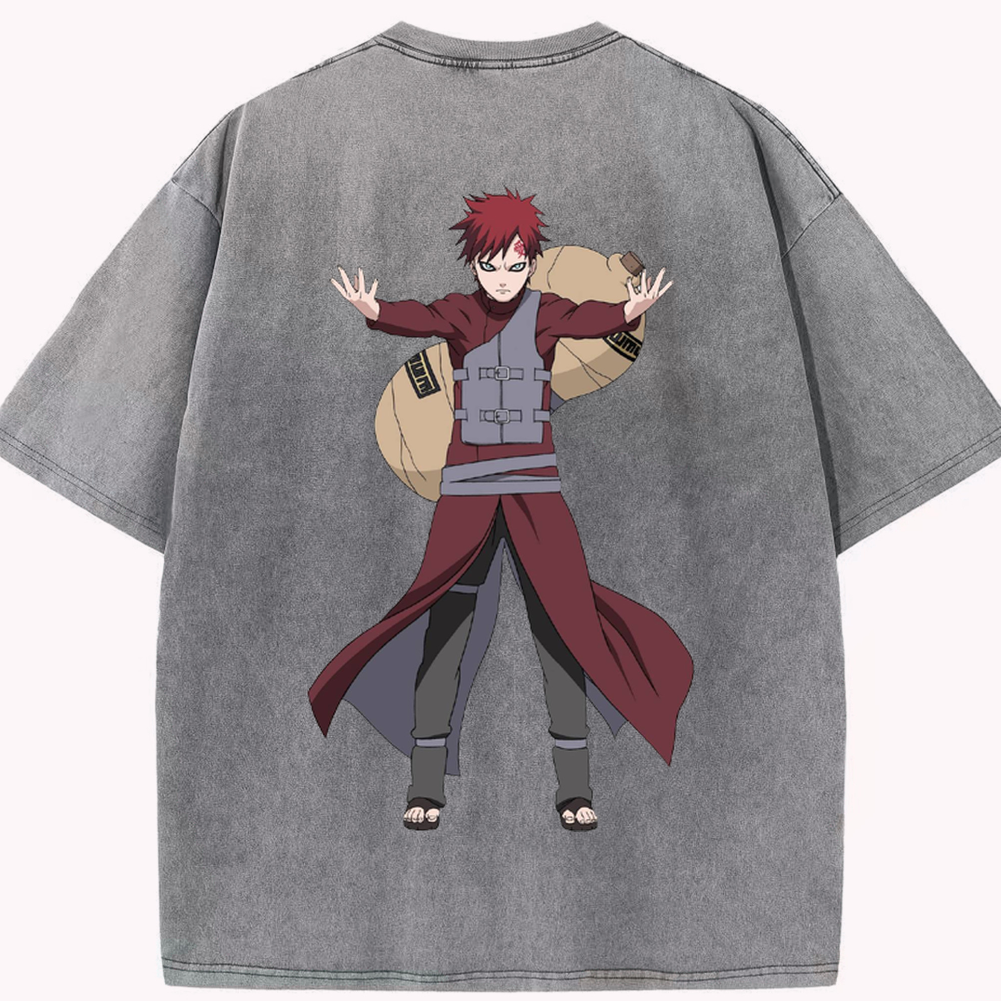 （画像用） NARUTO -ナルト- ガアラ Gaara 綿100% ヴィンテージ風 半袖Tシャツ（背面プリント）