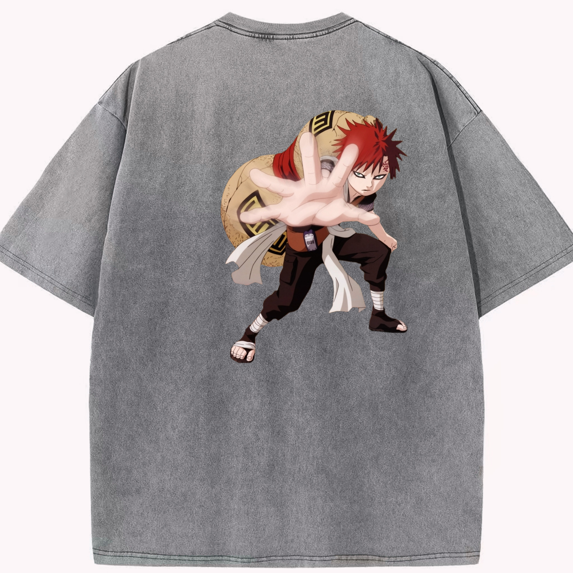 （画像用） NARUTO -ナルト- ガアラ Gaara 綿100% ヴィンテージ風 半袖Tシャツ（背面プリント）
