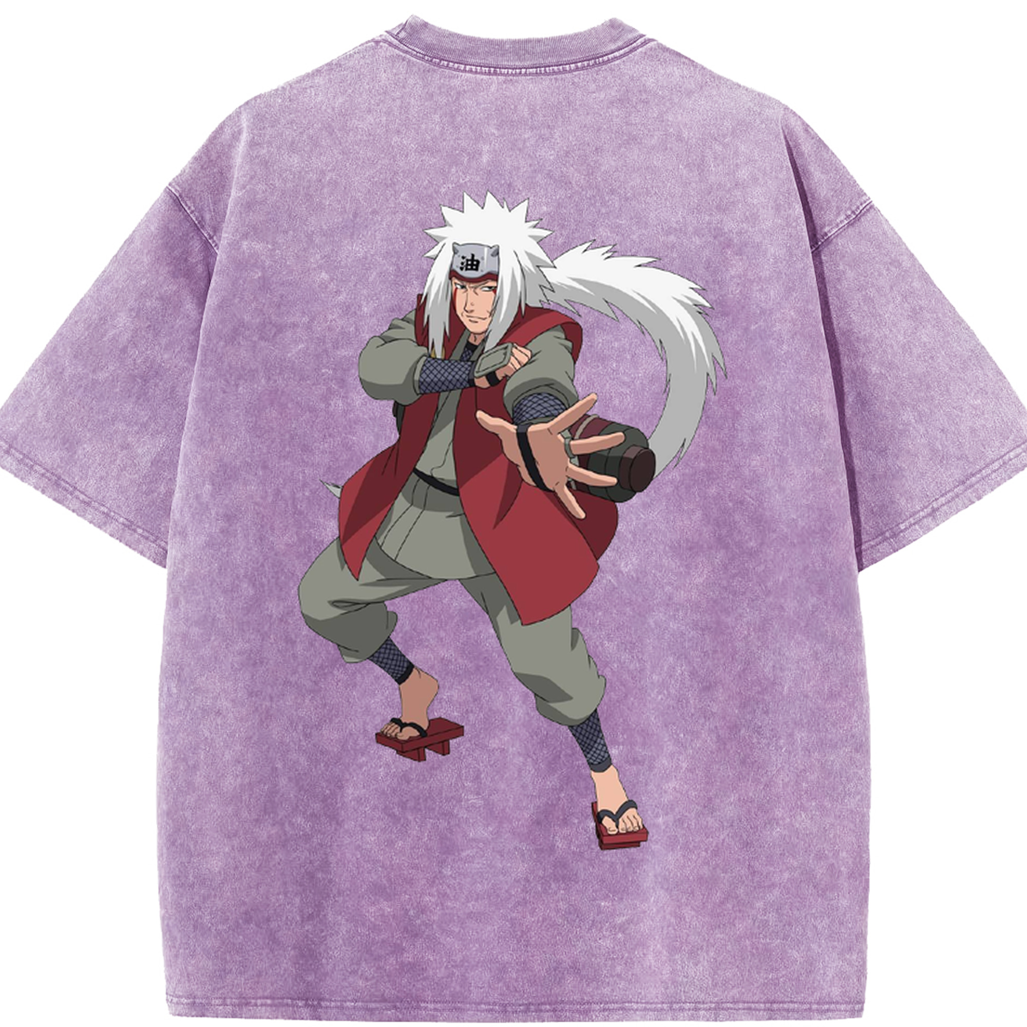 （画像用） NARUTO -ナルト- 自来也（じらいや） Jiraiya 綿100% ヴィンテージ風 半袖Tシャツ（背面プリント）