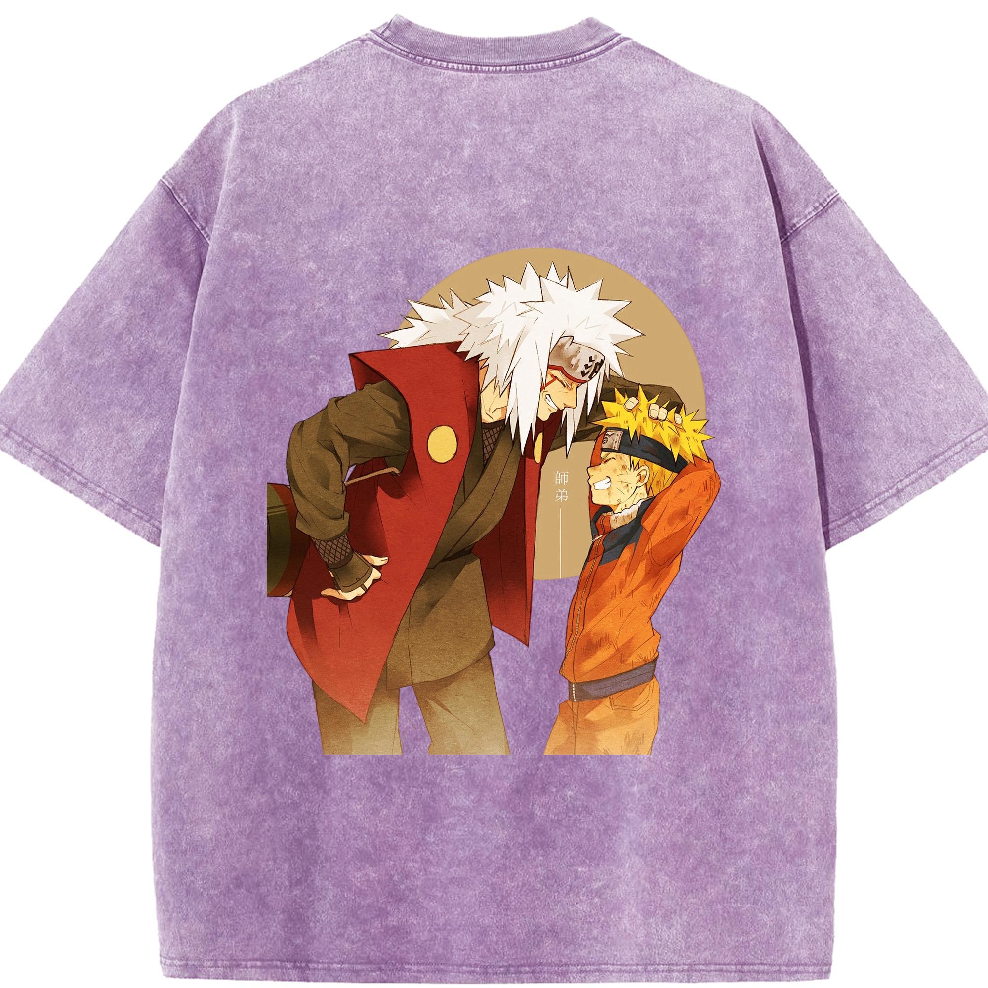（画像用） NARUTO -ナルト- 自来也（じらいや） Jiraiya 綿100% ヴィンテージ風 半袖Tシャツ（背面プリント）