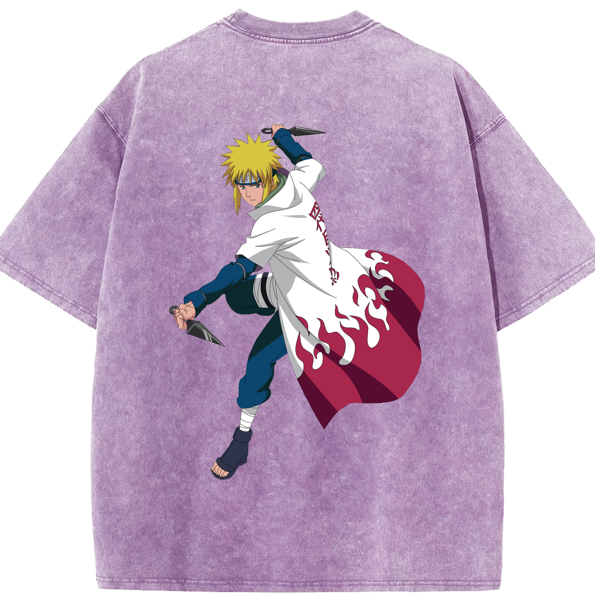 （画像用） NARUTO -ナルト- 波風 ミナト Namikaze Minato 綿100% ヴィンテージ風 半袖Tシャツ（背面プリント）