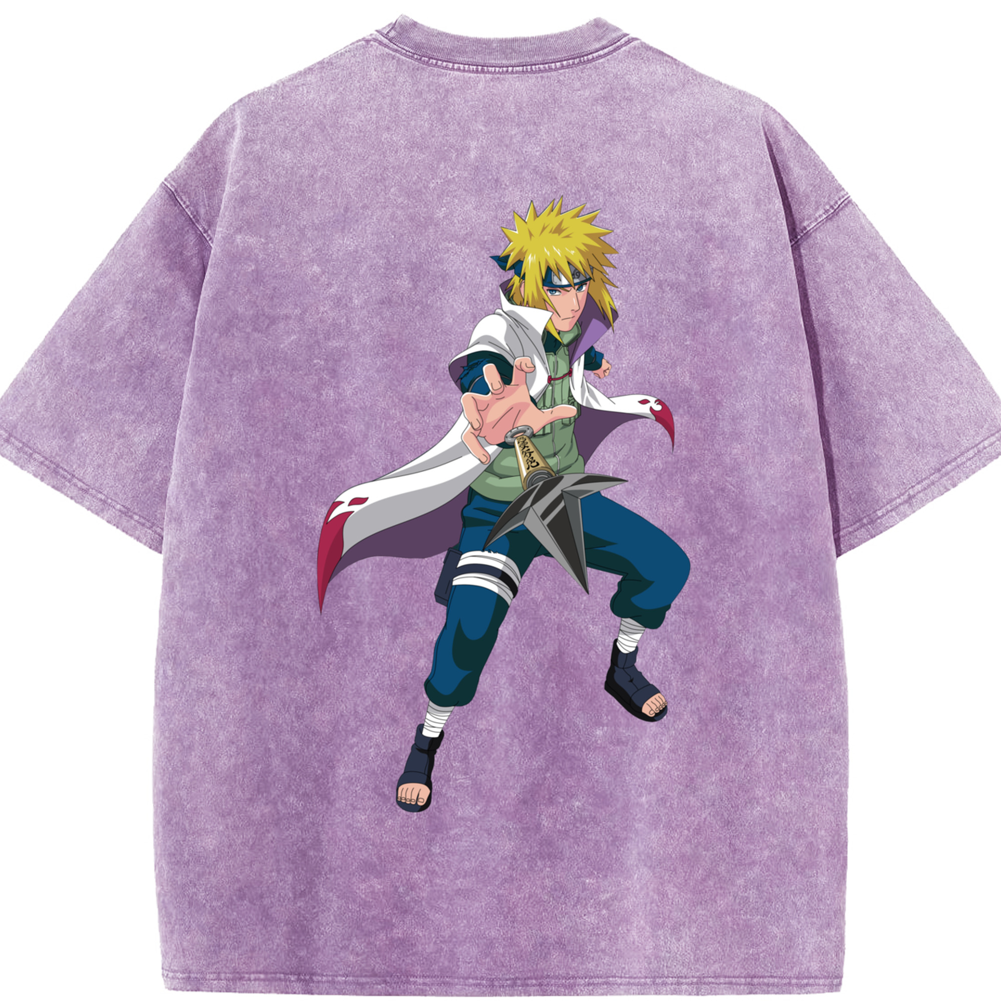 （画像用） NARUTO -ナルト- 波風 ミナト Namikaze Minato 綿100% ヴィンテージ風 半袖Tシャツ（背面プリント）