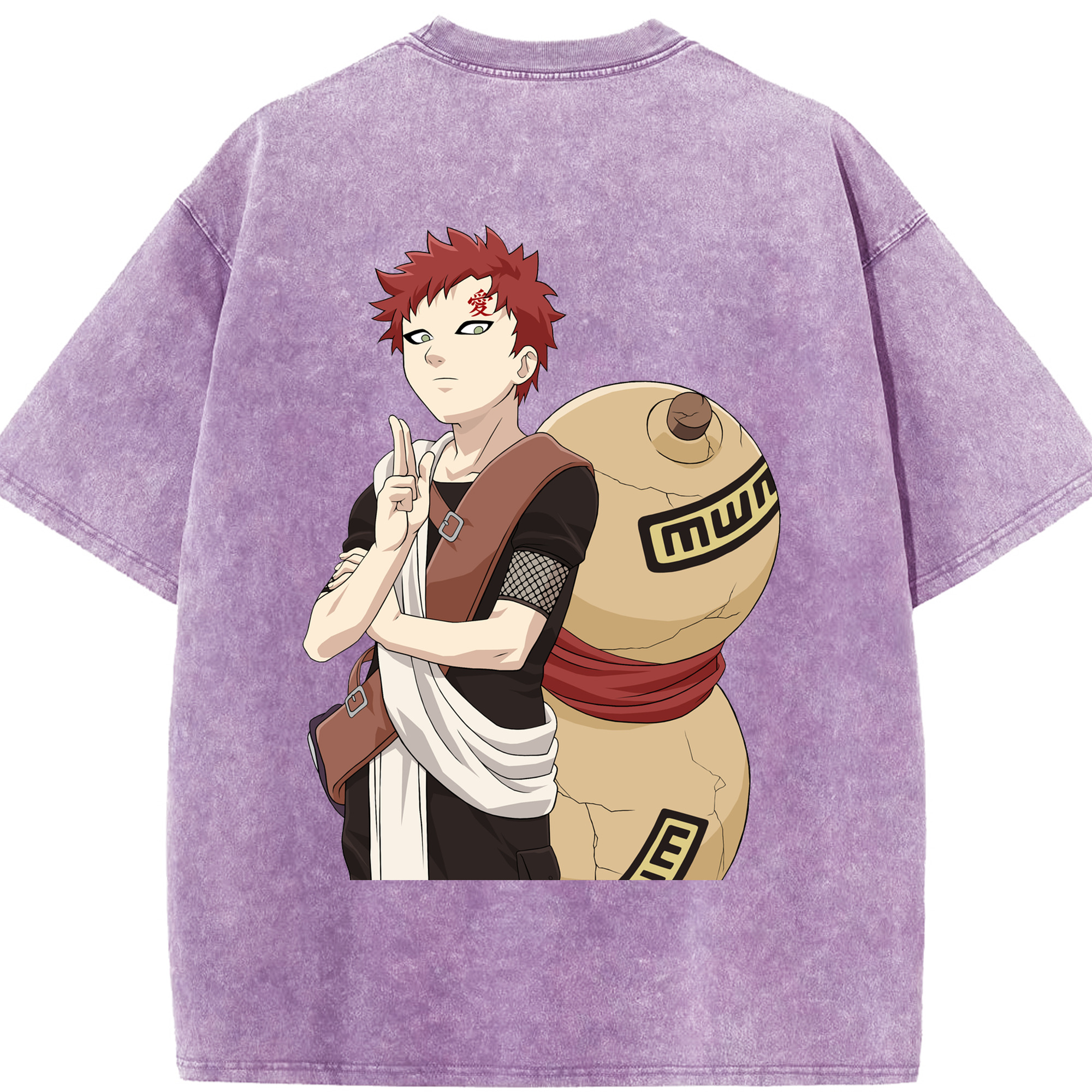 （画像用） NARUTO -ナルト- ガアラ Gaara 綿100% ヴィンテージ風 半袖Tシャツ（背面プリント）