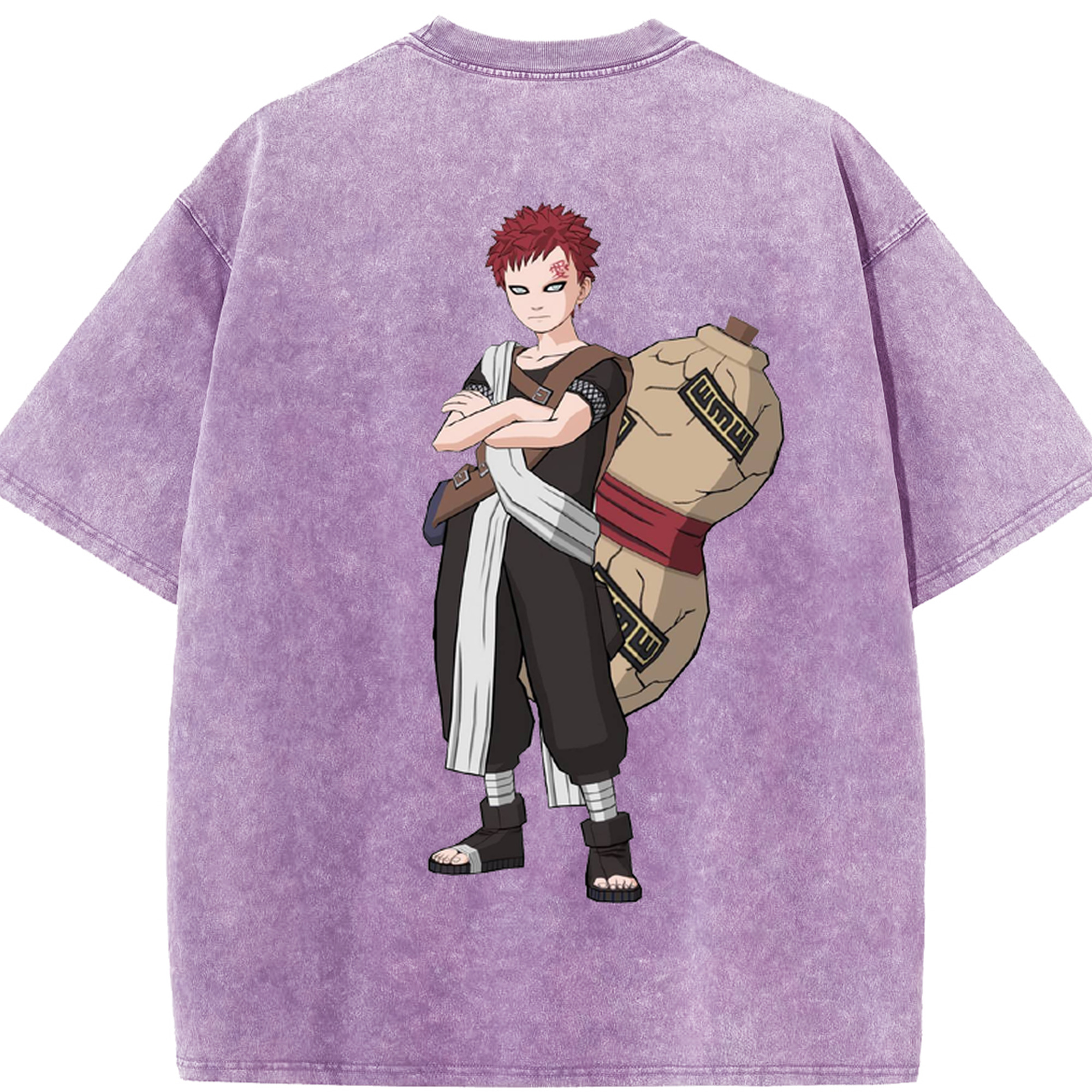 （画像用） NARUTO -ナルト- ガアラ Gaara 綿100% ヴィンテージ風 半袖Tシャツ（背面プリント）
