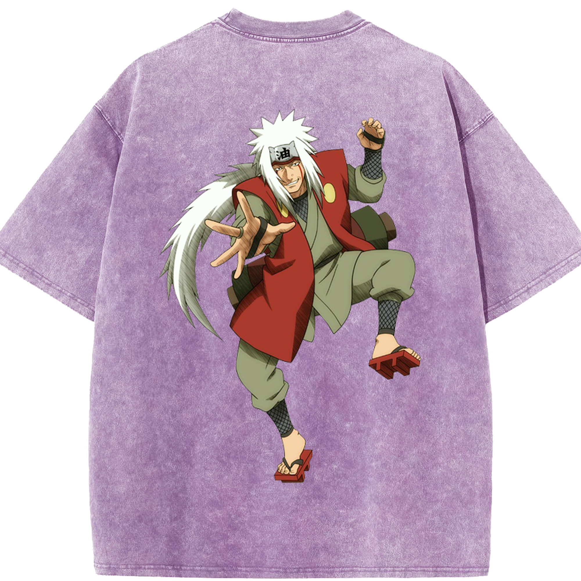 （画像用） NARUTO -ナルト- 自来也（じらいや） Jiraiya 綿100% ヴィンテージ風 半袖Tシャツ（背面プリント）