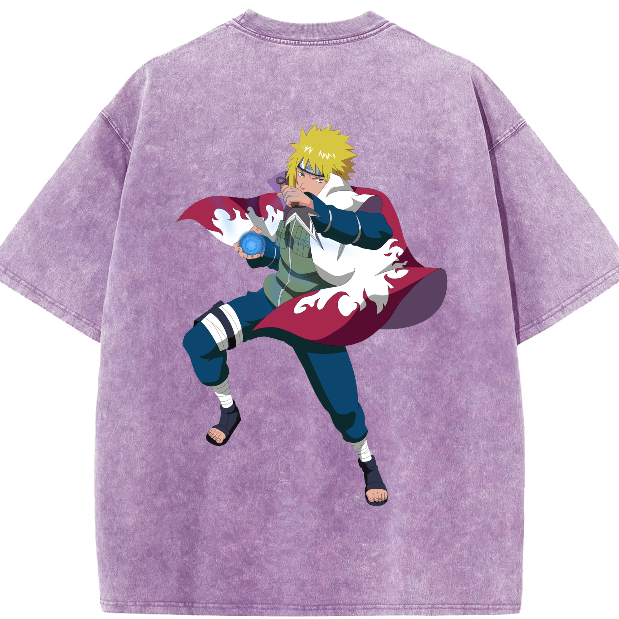 （画像用） NARUTO -ナルト- 波風 ミナト Namikaze Minato 綿100% ヴィンテージ風 半袖Tシャツ（背面プリント）