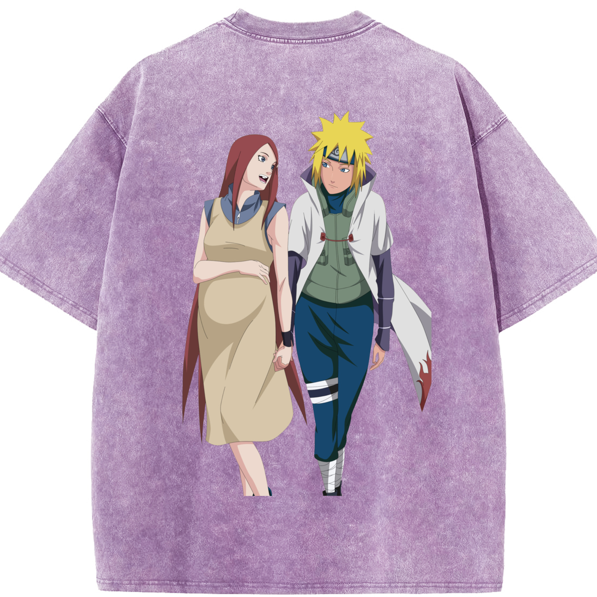 （画像用） NARUTO -ナルト- 波風 ミナト Namikaze Minato 綿100% ヴィンテージ風 半袖Tシャツ（背面プリント）