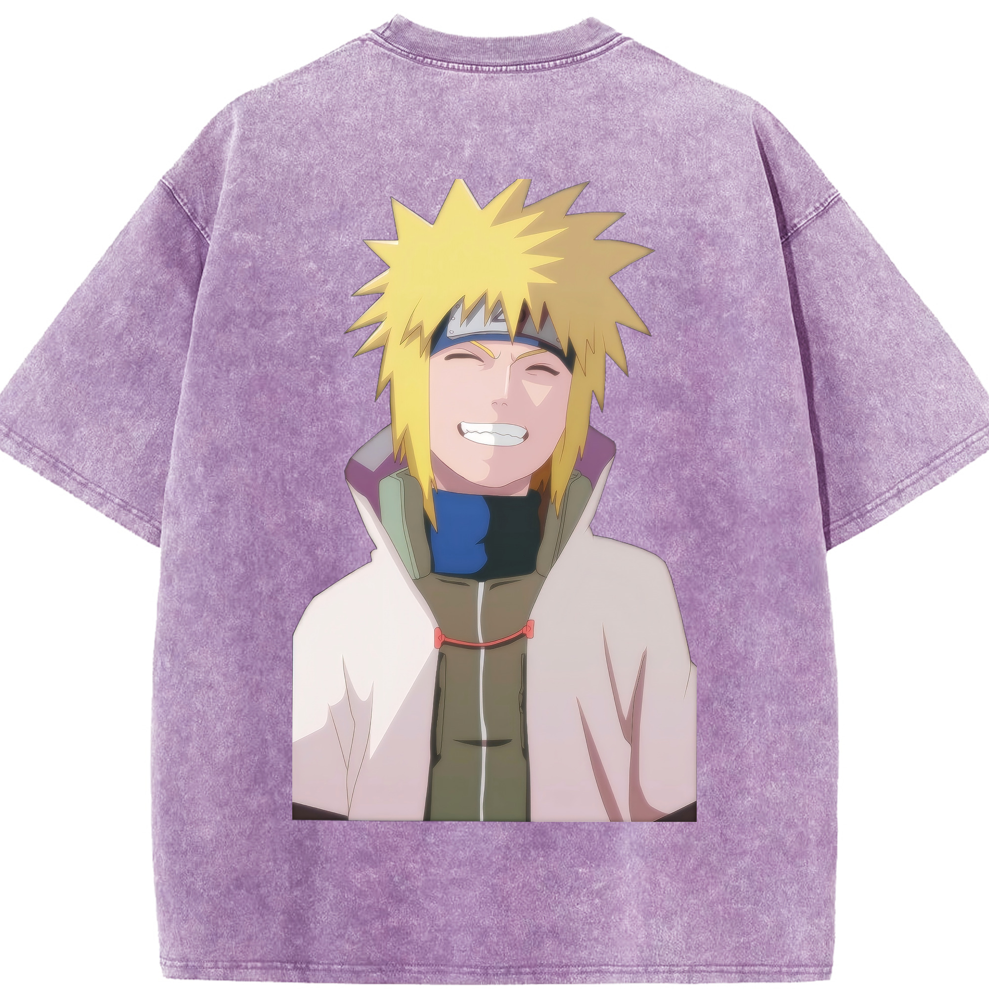 （画像用） NARUTO -ナルト- 波風 ミナト Namikaze Minato 綿100% ヴィンテージ風 半袖Tシャツ（背面プリント）