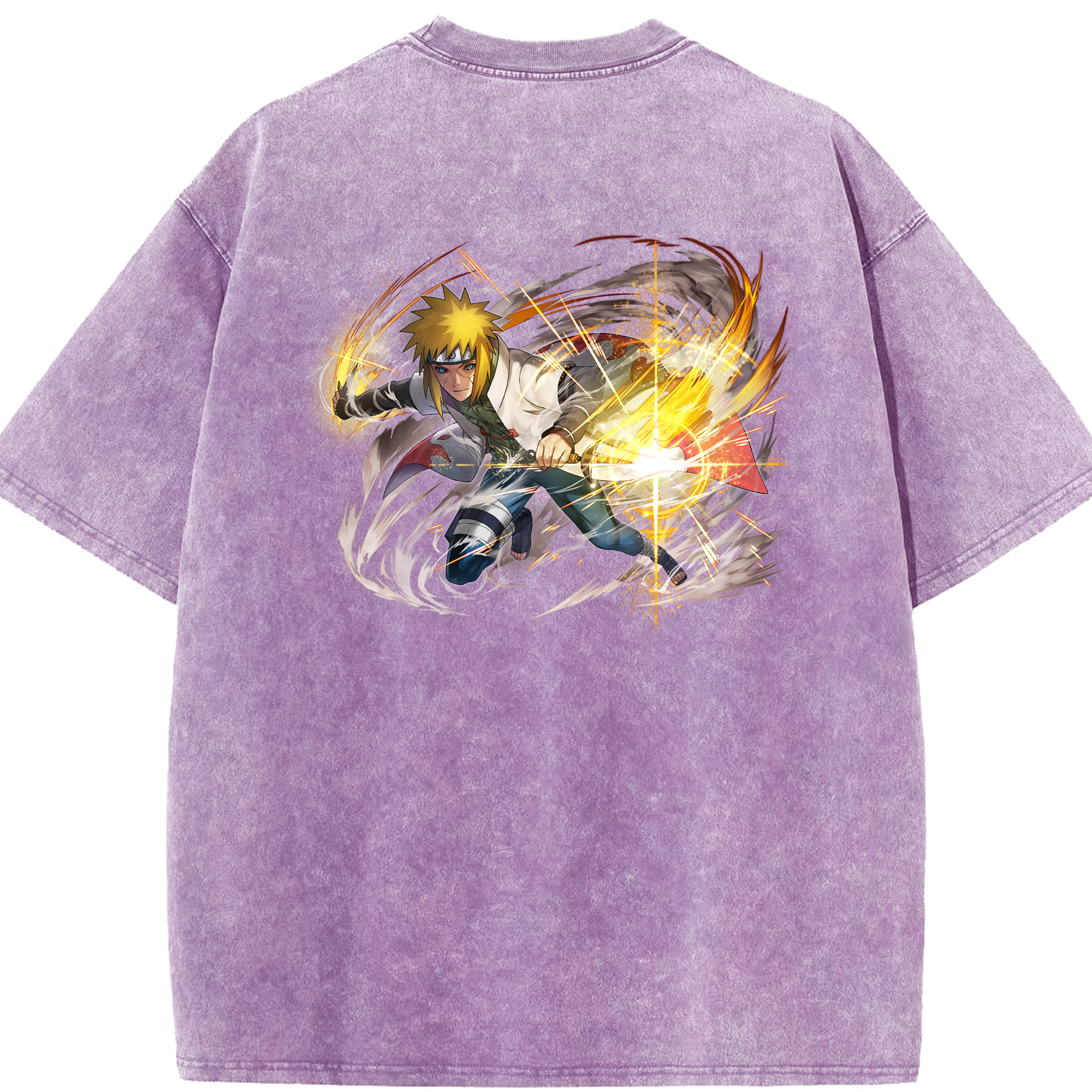 （画像用） NARUTO -ナルト- 波風 ミナト Namikaze Minato 綿100% ヴィンテージ風 半袖Tシャツ（背面プリント）