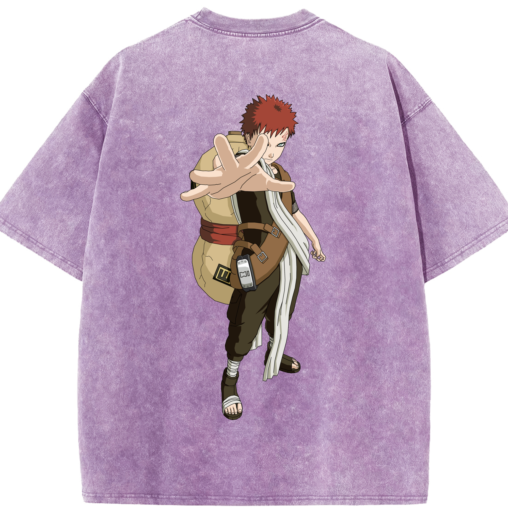 （画像用） NARUTO -ナルト- ガアラ Gaara 綿100% ヴィンテージ風 半袖Tシャツ（背面プリント）