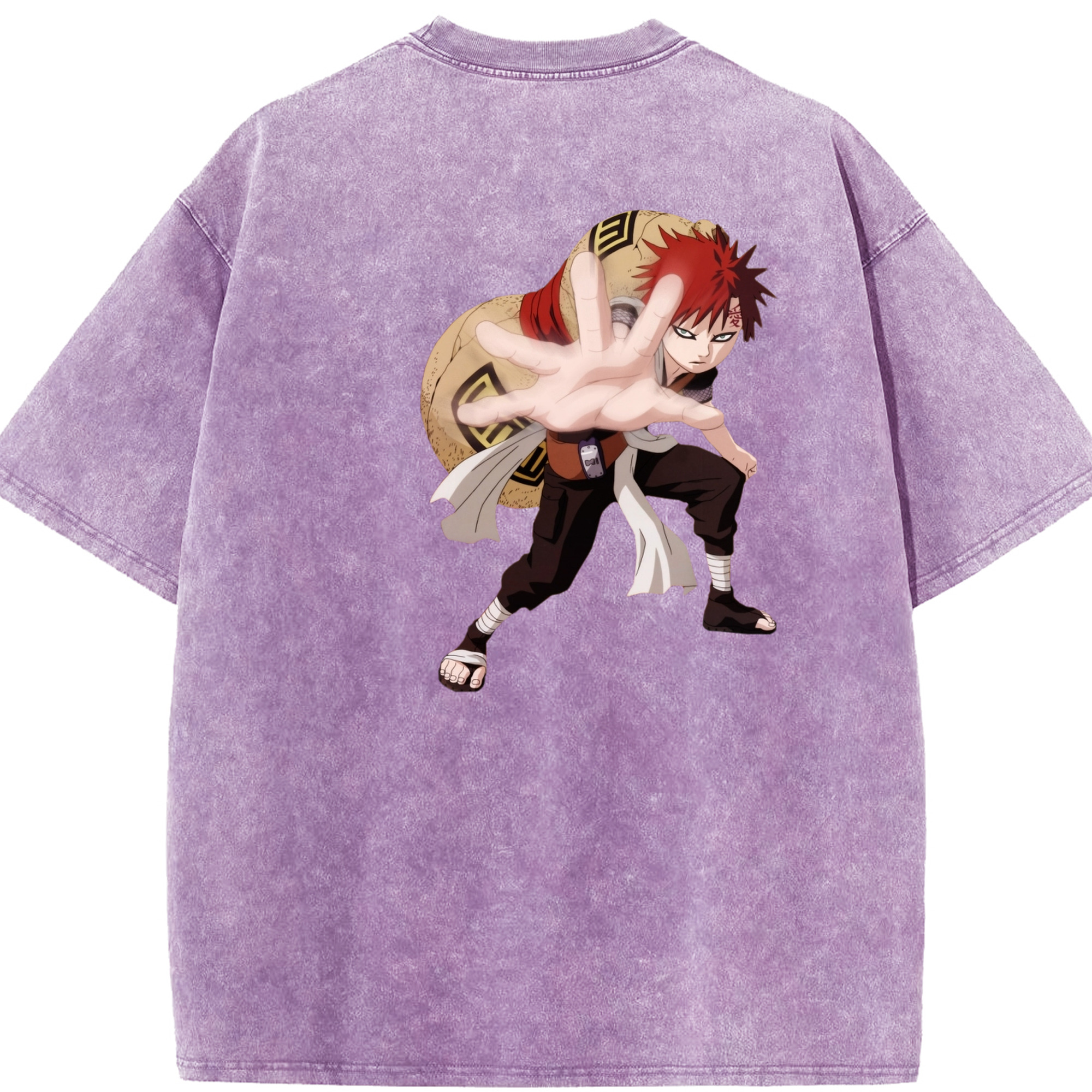 （画像用） NARUTO -ナルト- ガアラ Gaara 綿100% ヴィンテージ風 半袖Tシャツ（背面プリント）
