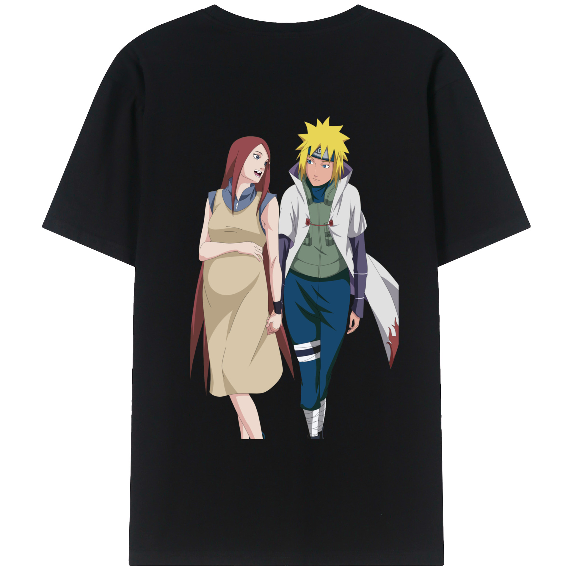 （画像用） NARUTO -ナルト- 波風 ミナト Namikaze Minato 綿100％ メンズ半袖Tシャツ（バックプリント） 通気性