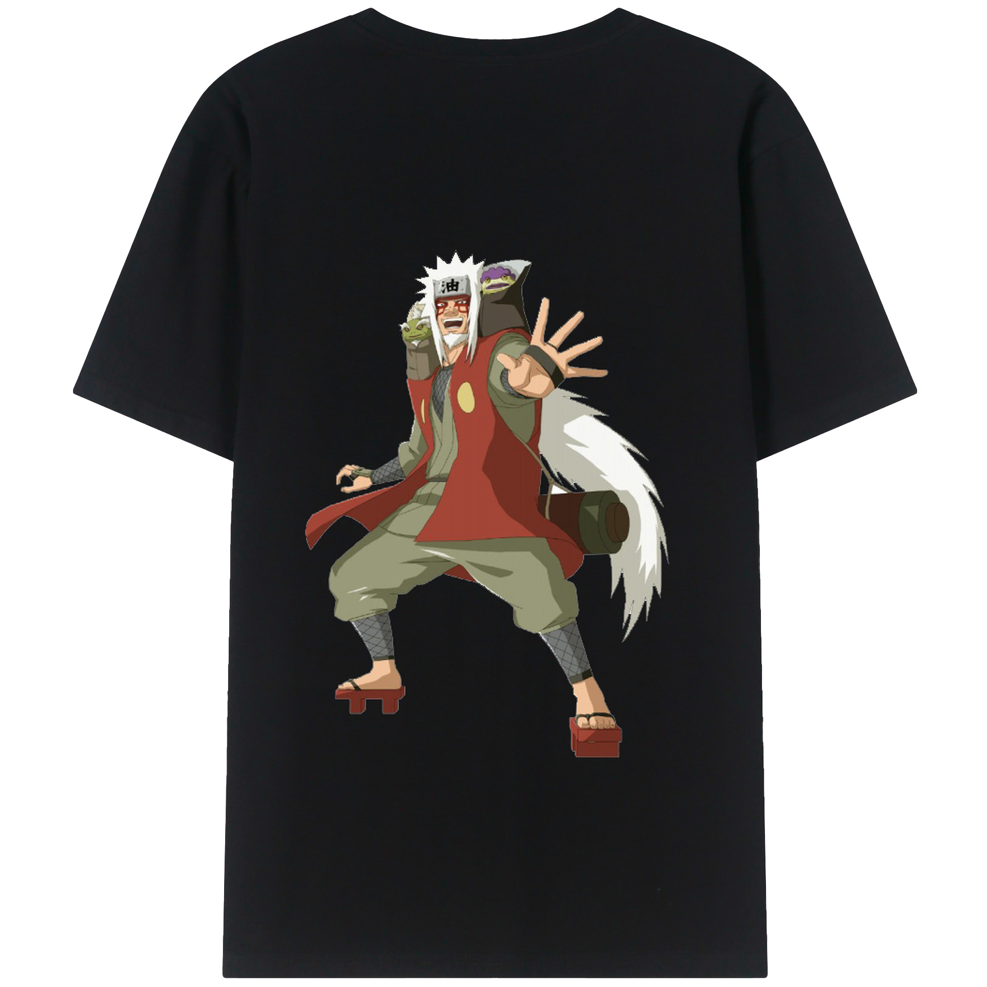 （画像用） NARUTO -ナルト- 自来也（じらいや） Jiraiya 綿100％ メンズ半袖Tシャツ（バックプリント） 通気性