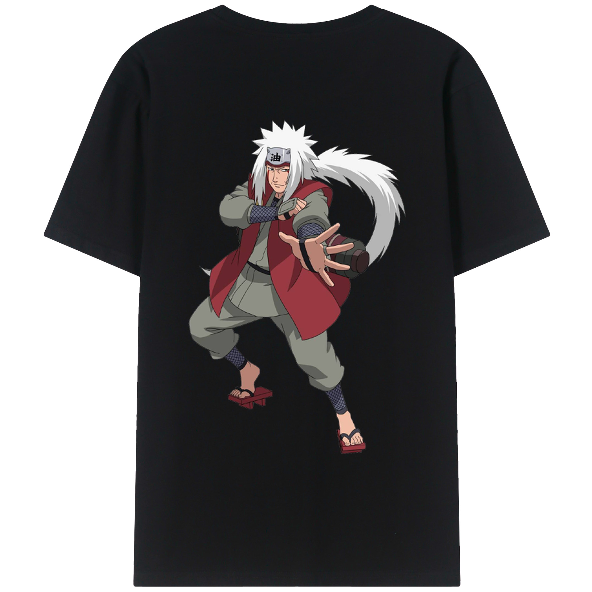 （画像用） NARUTO -ナルト- 自来也（じらいや） Jiraiya 綿100％ メンズ半袖Tシャツ（バックプリント） 通気性