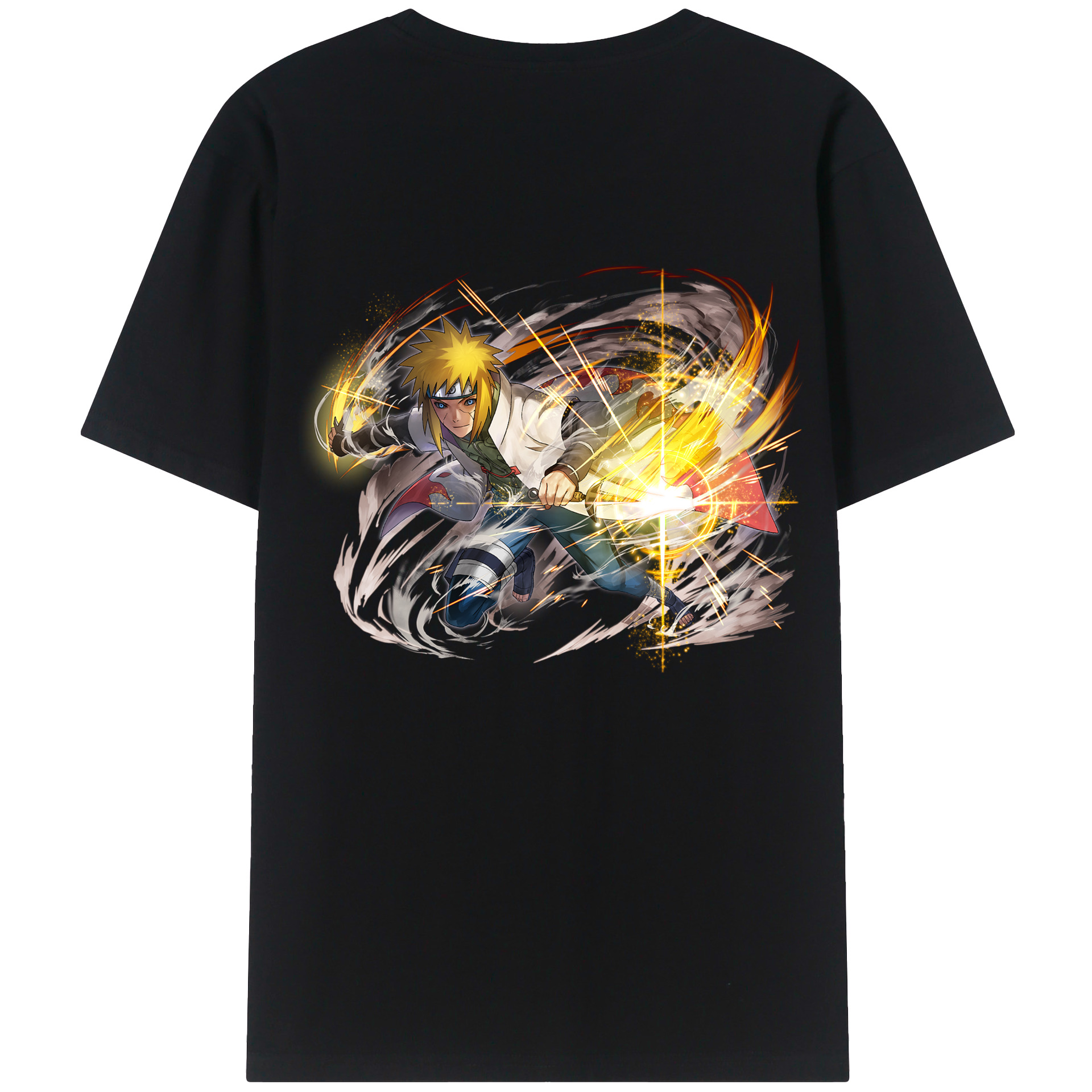 （画像用） NARUTO -ナルト- 波風 ミナト Namikaze Minato 綿100％ メンズ半袖Tシャツ（バックプリント） 通気性