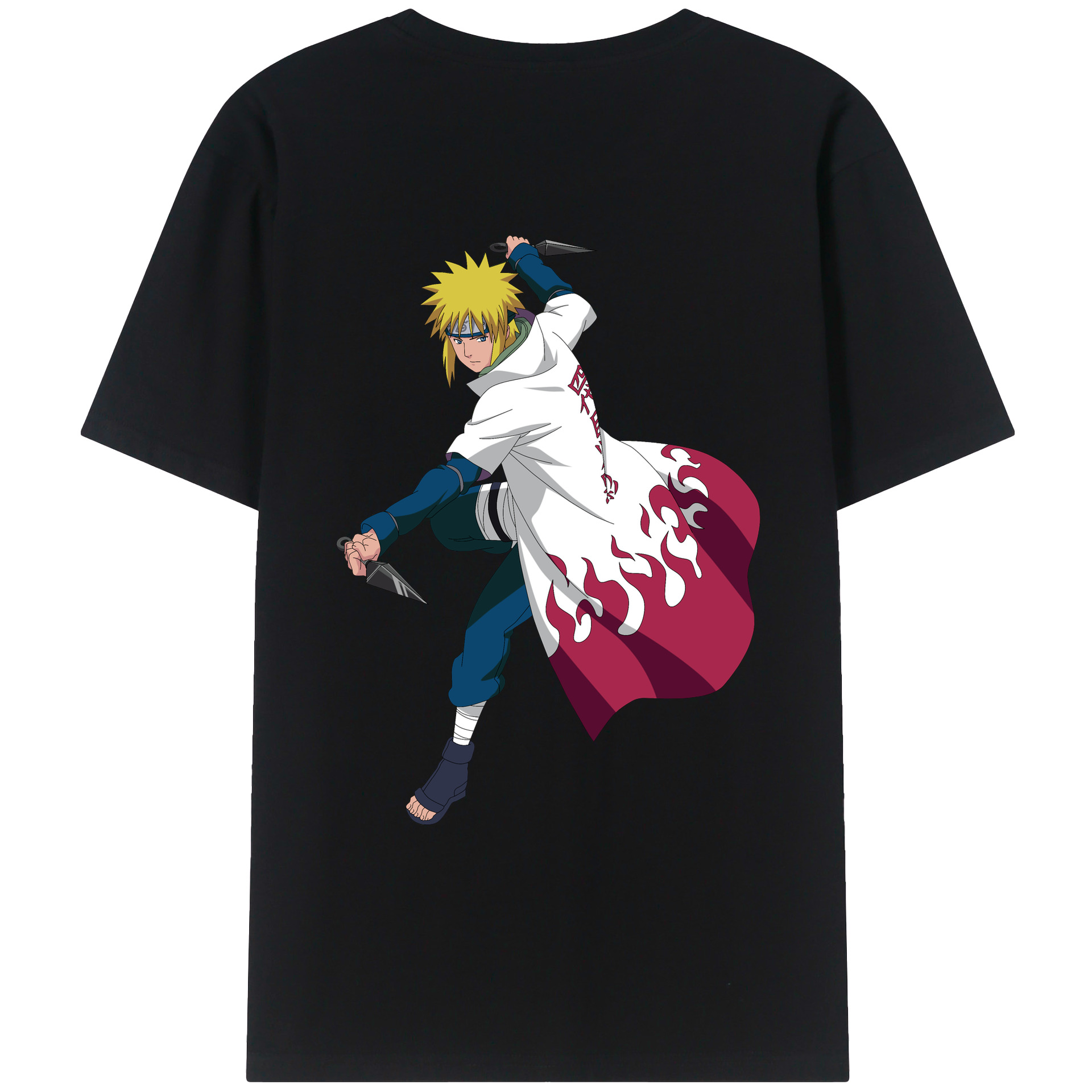 （画像用） NARUTO -ナルト- 波風 ミナト Namikaze Minato 綿100％ メンズ半袖Tシャツ（バックプリント） 通気性
