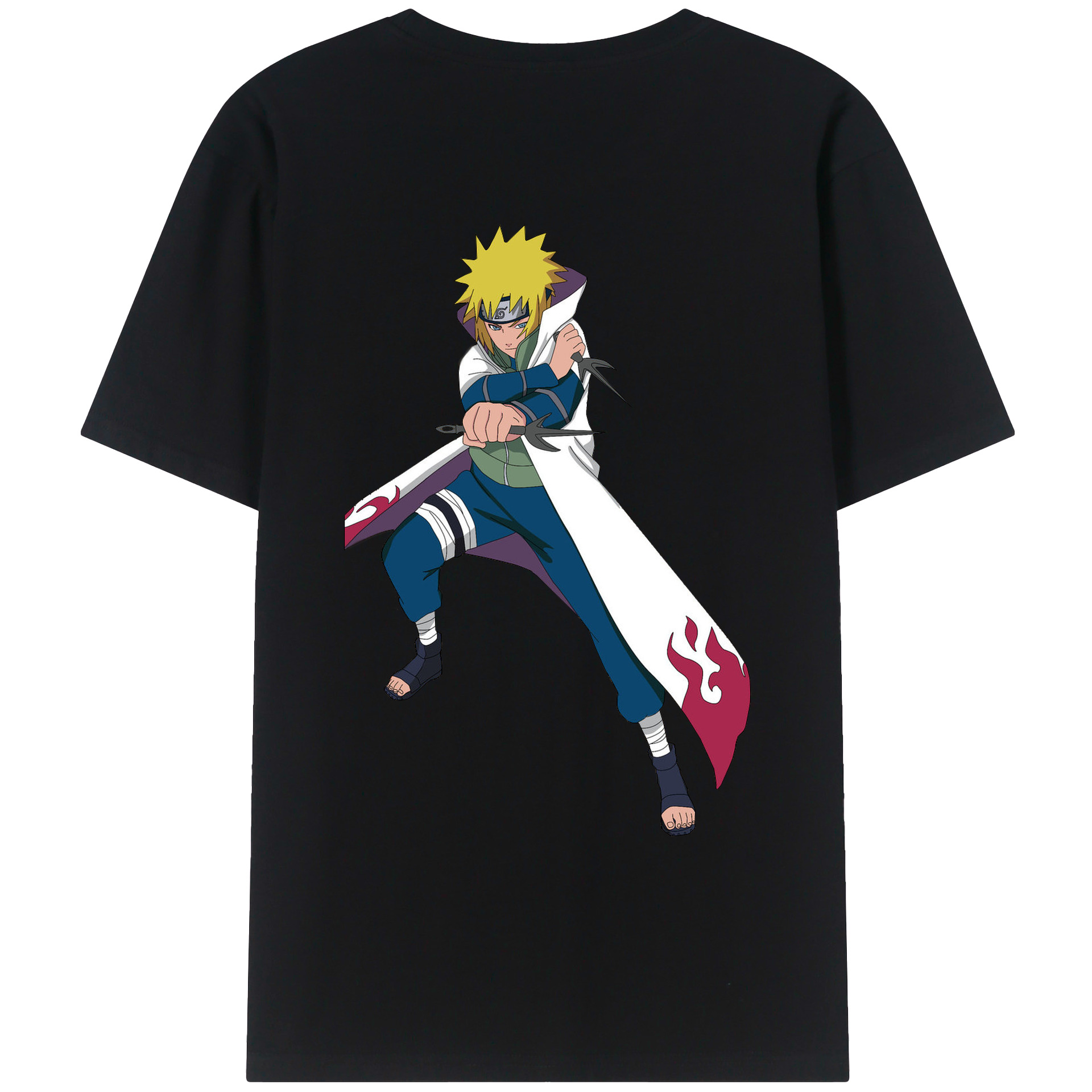 （画像用） NARUTO -ナルト- 波風 ミナト Namikaze Minato 綿100％ メンズ半袖Tシャツ（バックプリント） 通気性